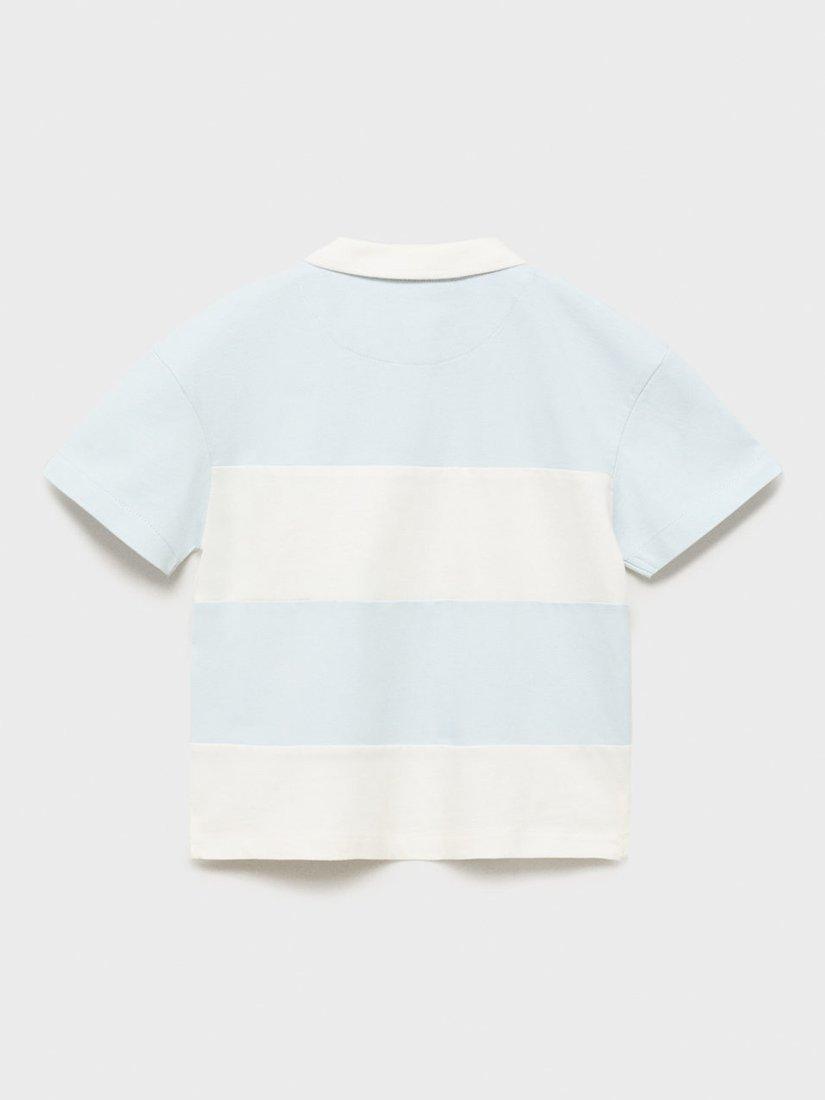 Product image 4 of 7, which shows Mango Kids' Peter Stripe Polo Shirt, Pastel Blue, 5-6 years