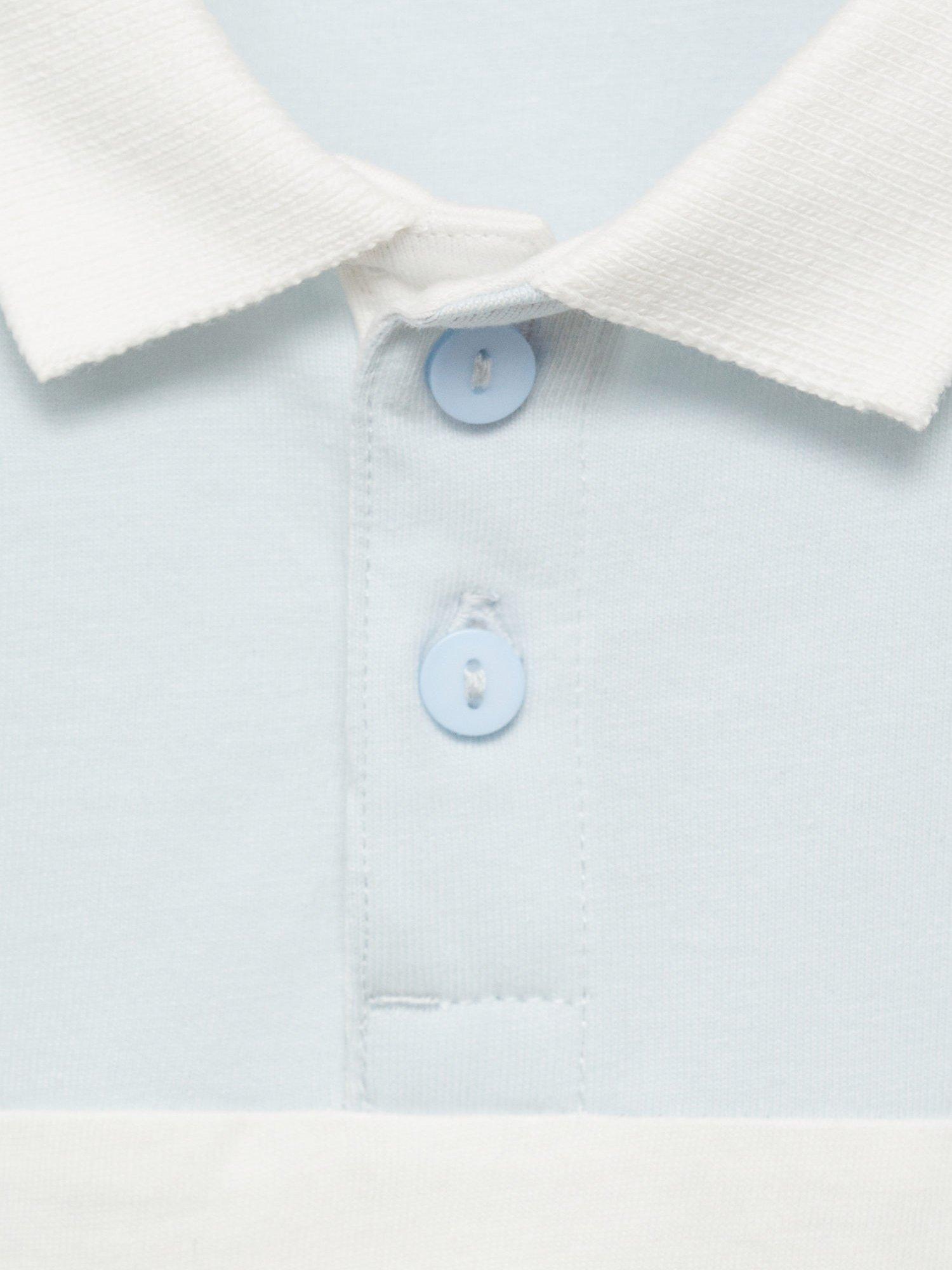 Product image 7 of 7, which shows Mango Kids' Peter Stripe Polo Shirt, Pastel Blue, 5-6 years