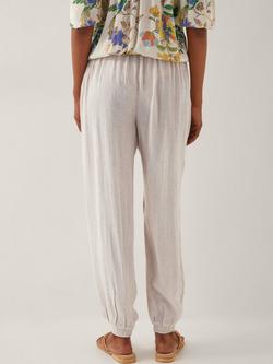Monsoon Judy Linen Blend Drawstring Tapered Trousers - view 2, Natural