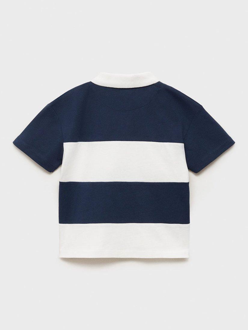 Product image 2 of 4, which shows Mango Kids' Peter Striped Polo Shirt, Navy, 18-24 months