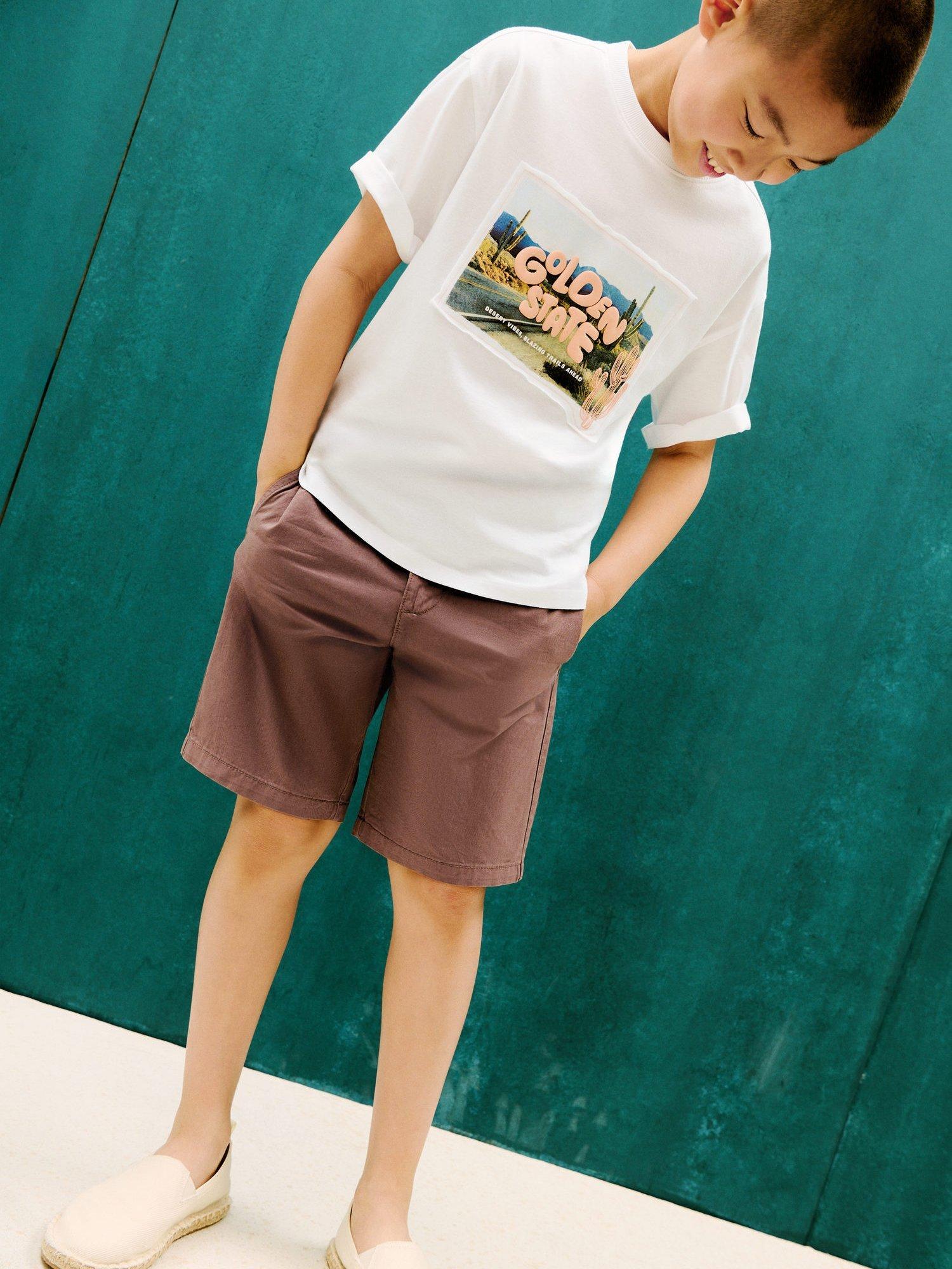 Product image 2 of 4, which shows Mango Kids' Aruba Chino Shorts, Dark Red, 13-14 years