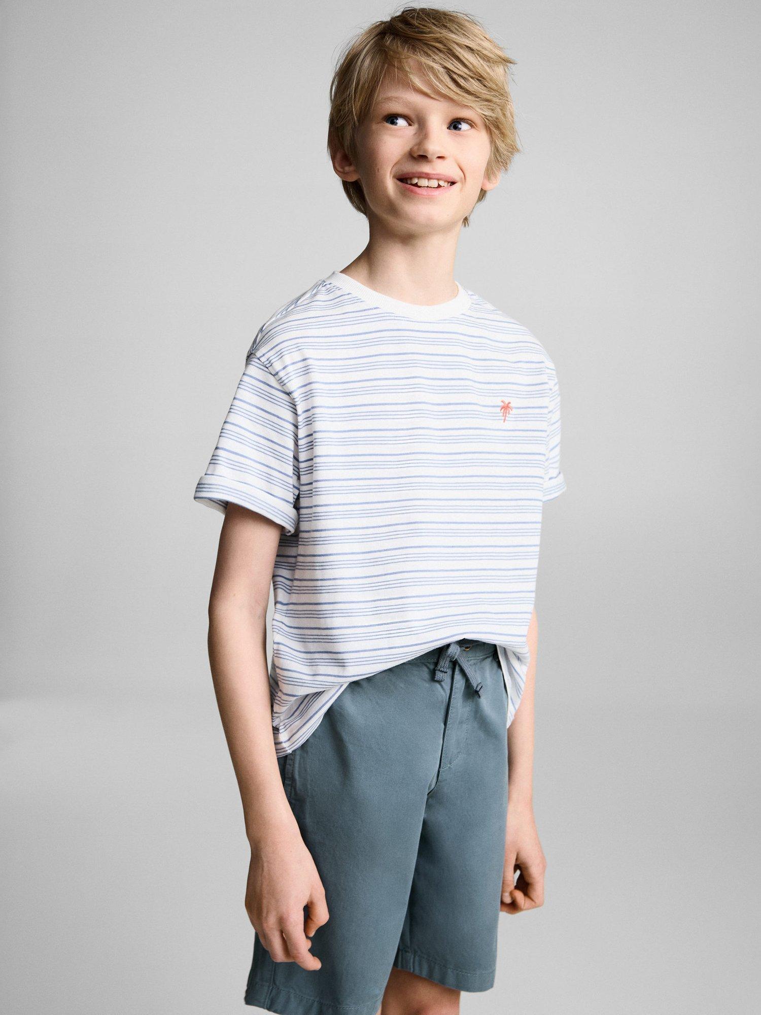 Product image 1 of 4, which shows Mango Kids' Aruba Chino Shorts, Medium Blue, 13-14 years