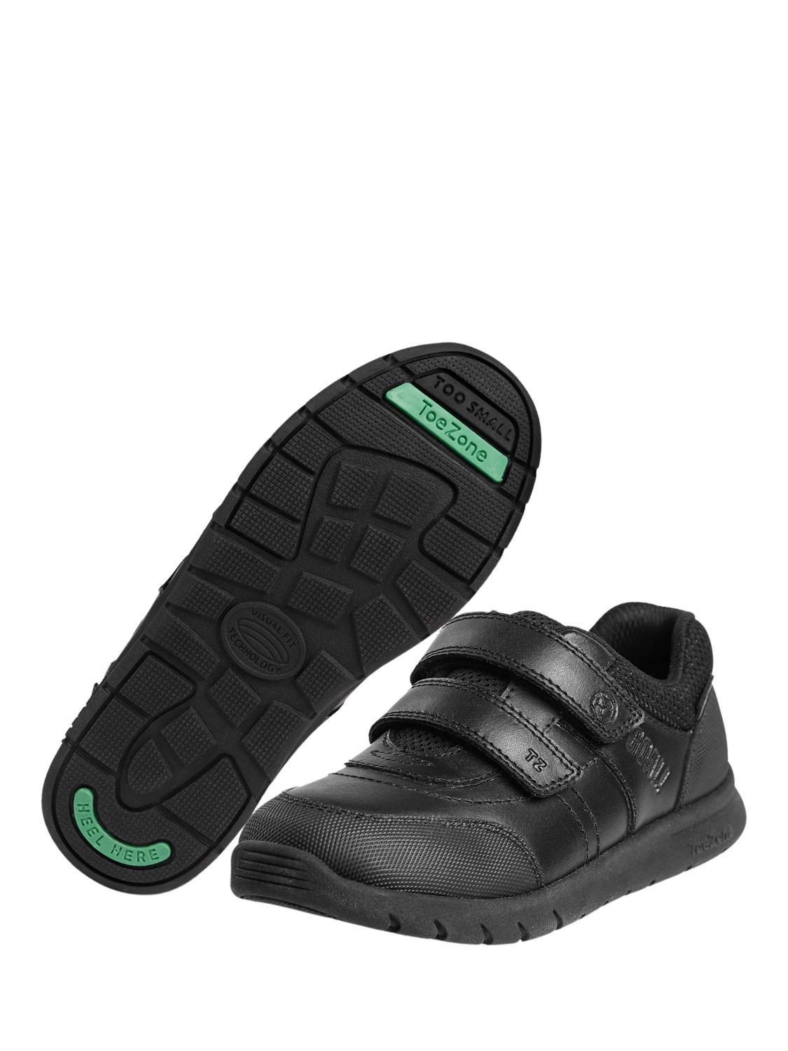 Product image 4 of 8, which shows ToeZone Kids' Strike Leather Football School Shoes, Black Black, 8 Jnr