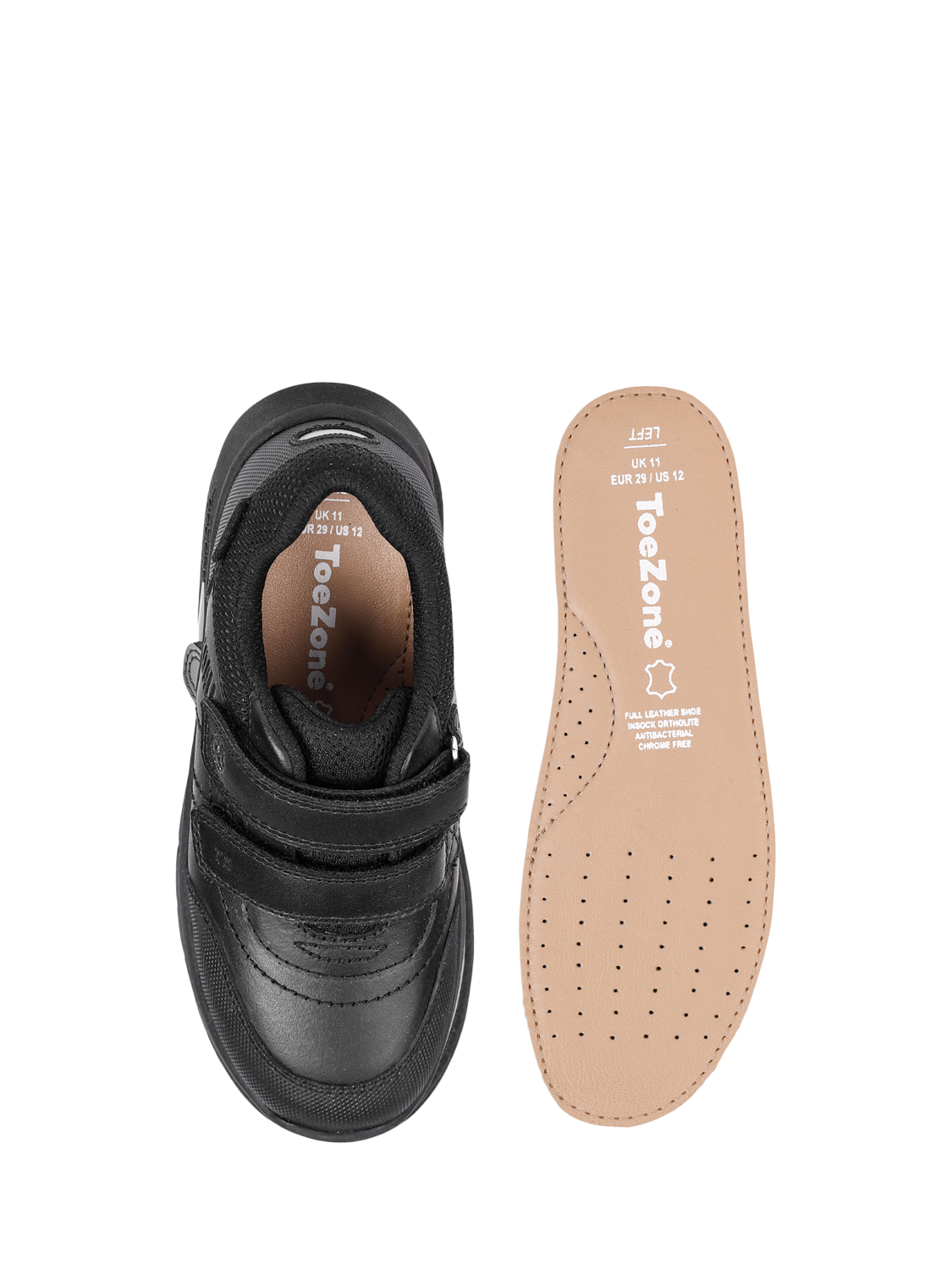 Product image 8 of 8, which shows ToeZone Kids' Strike Leather Football School Shoes, Black Black, 8 Jnr
