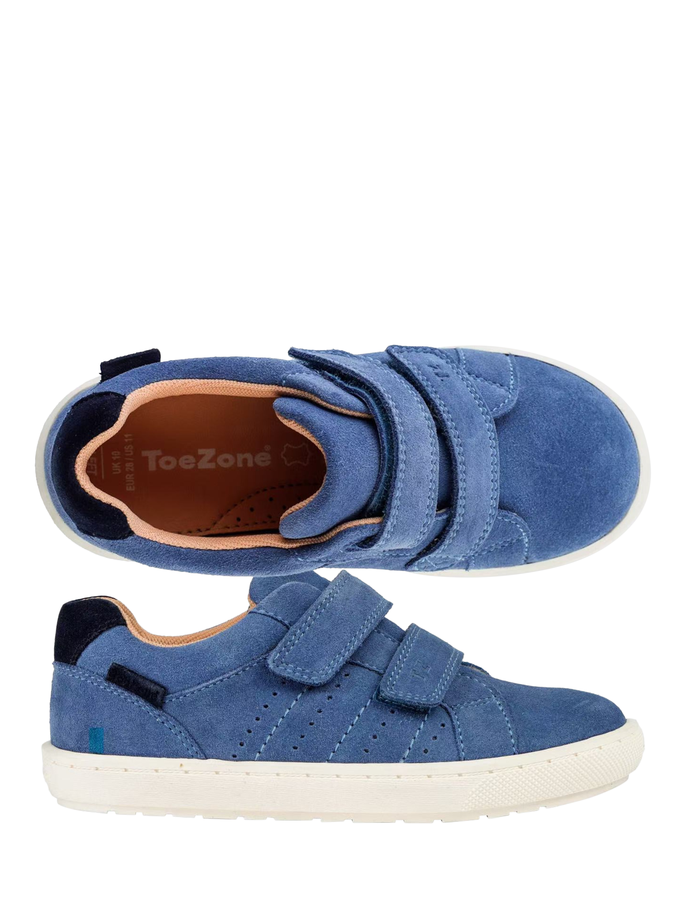 Product image 2 of 9, which shows ToeZone Kids' Eden Suede Trainers, Cobalt, 4 Jnr