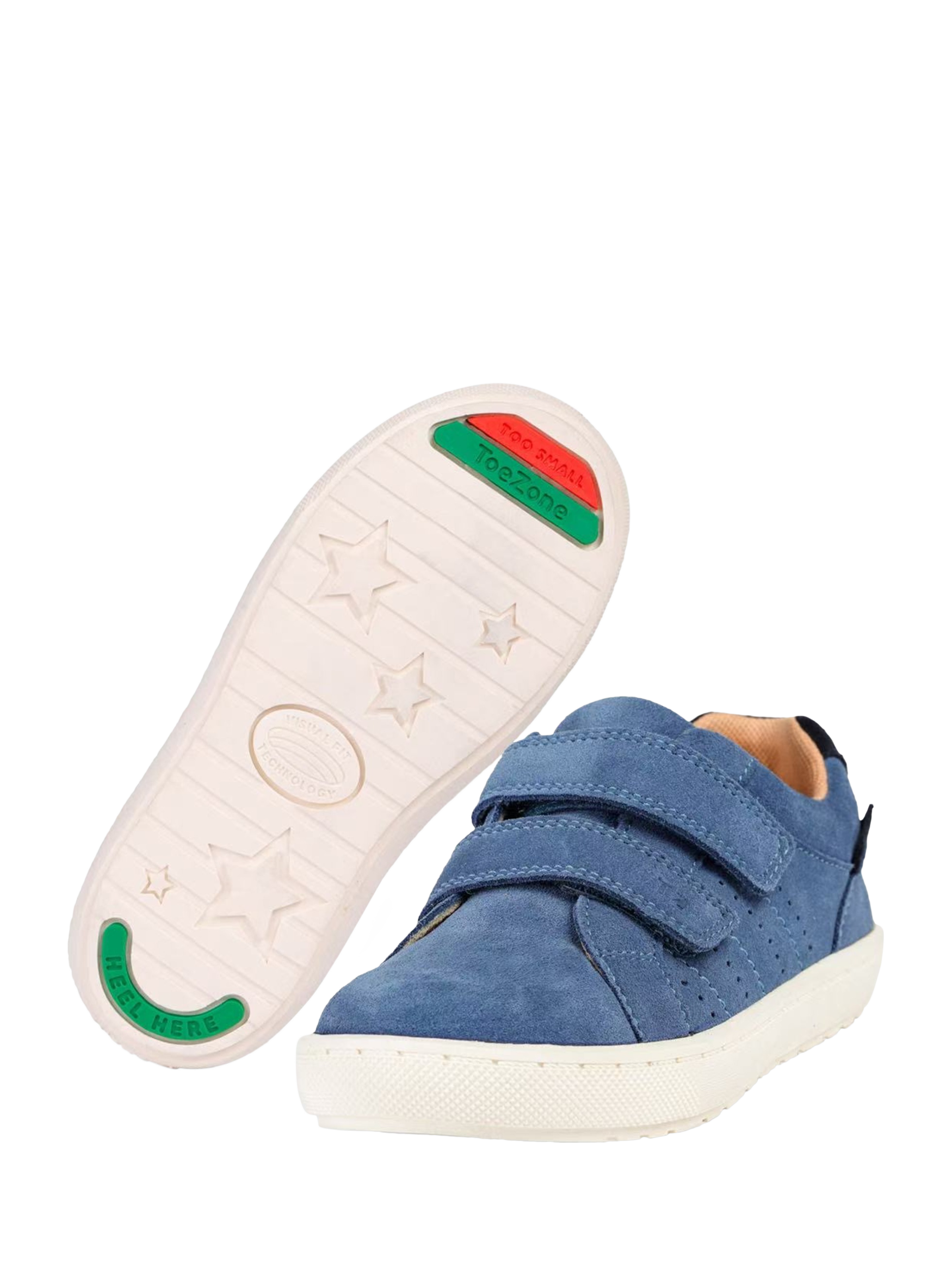 Product image 4 of 9, which shows ToeZone Kids' Eden Suede Trainers, Cobalt, 4 Jnr