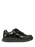 ToeZone Kids' Isla Patent Leather Heart Rip Tape School Shoes, Black