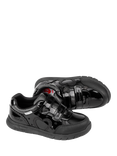 ToeZone Kids' Isla Patent Leather Heart Rip Tape School Shoes, Black