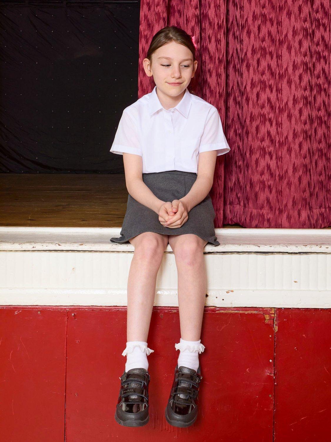 Product image 5 of 10, which shows ToeZone Kids' Isla Patent Leather Heart Rip Tape School Shoes, Black, 8 Jnr