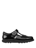 ToeZone Lilo Patent Leather Rip Tape Unicorn School Shoes, Black