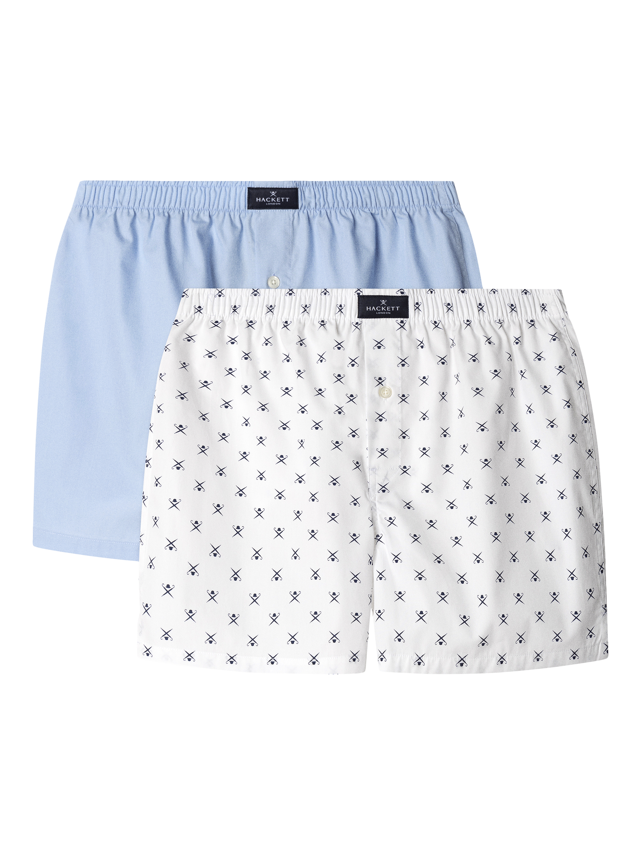 Product image 9 of 9, which shows Hackett London Cotton Woven Boxer Shorts, Pack of 2, White, XXL