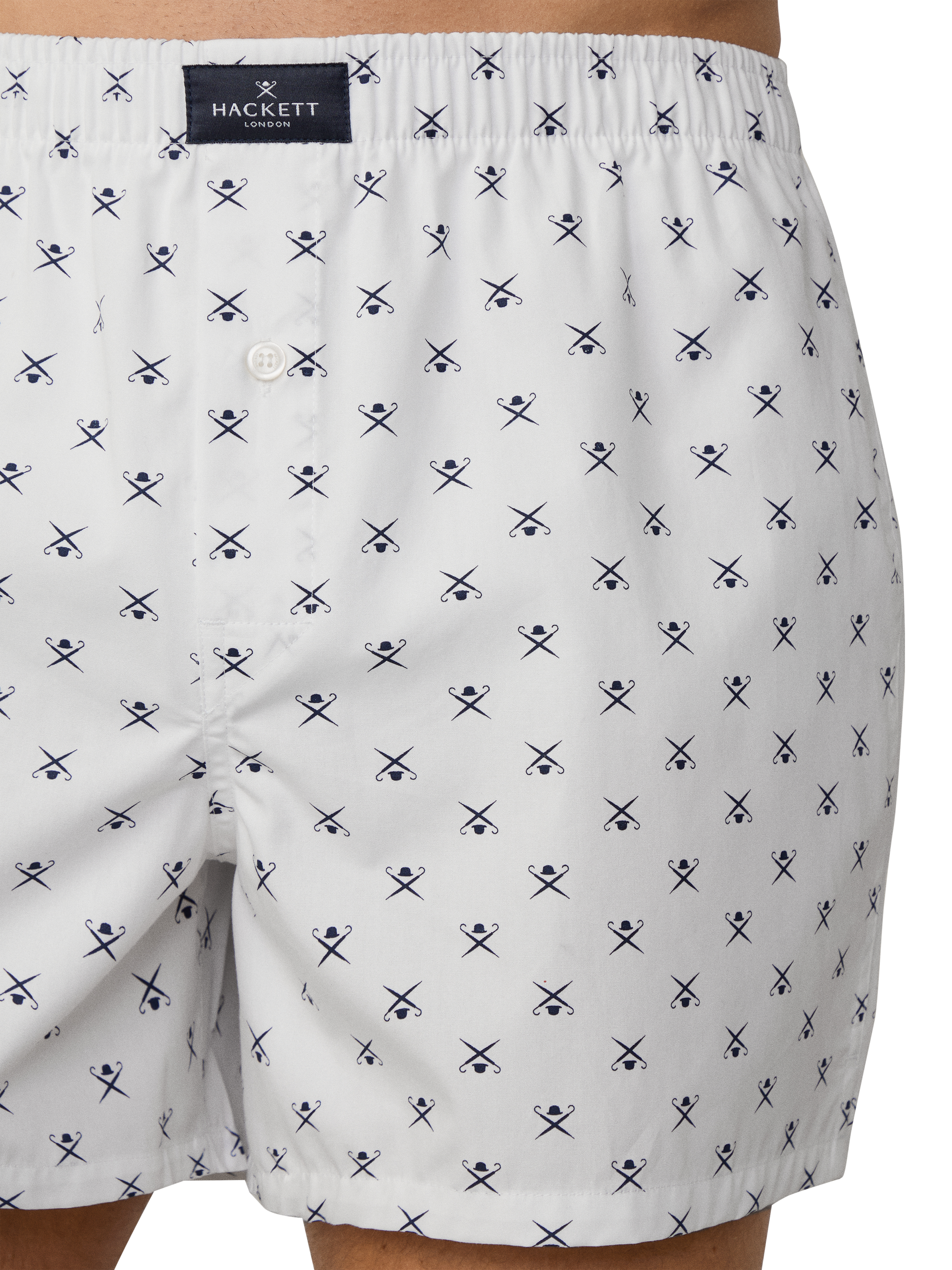 Product image 4 of 9, which shows Hackett London Cotton Woven Boxer Shorts, Pack of 2, White, XXL