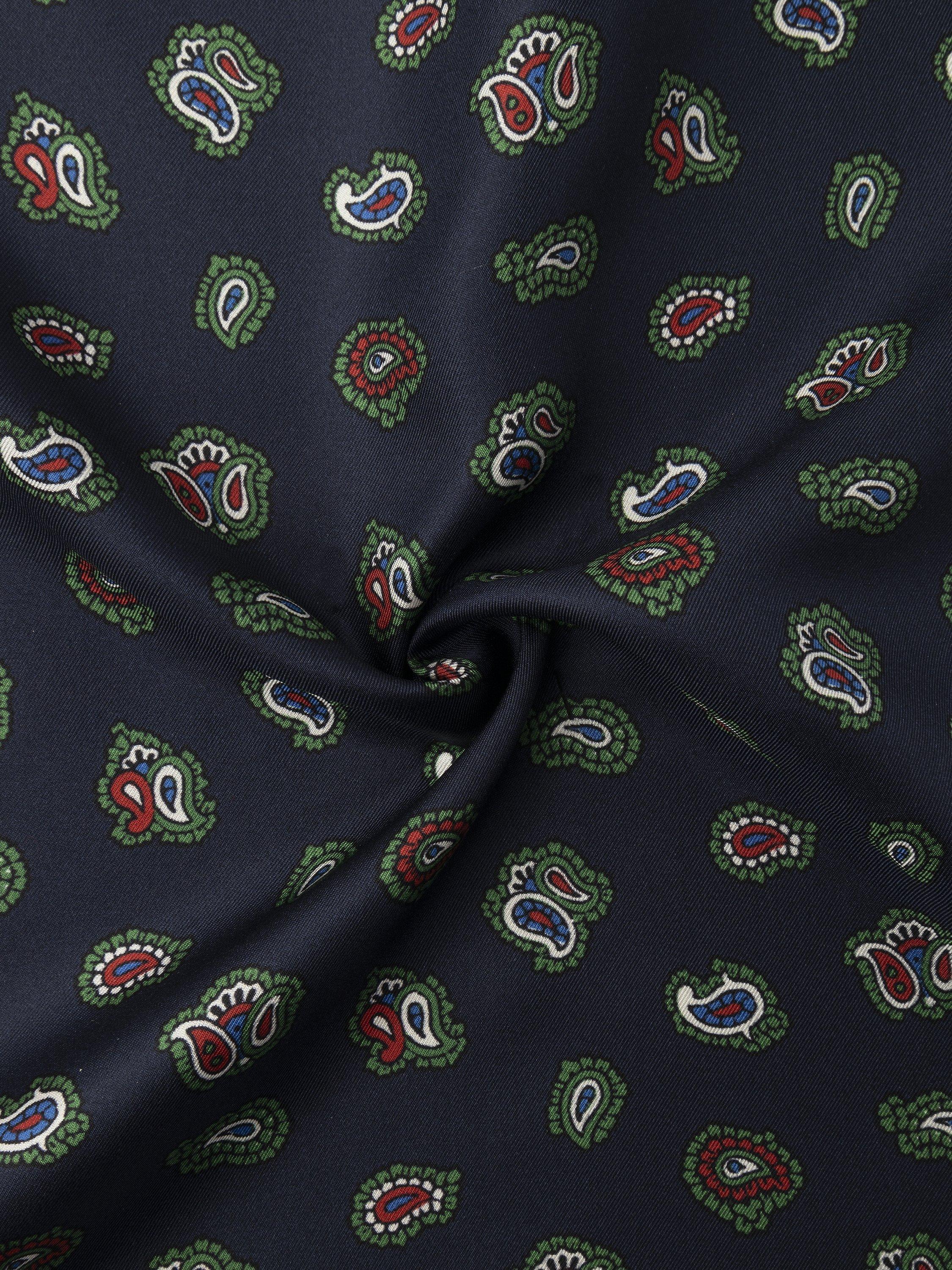 Product image 4 of 4, which shows Hackett London Paisley Print Pocket Square, Navy