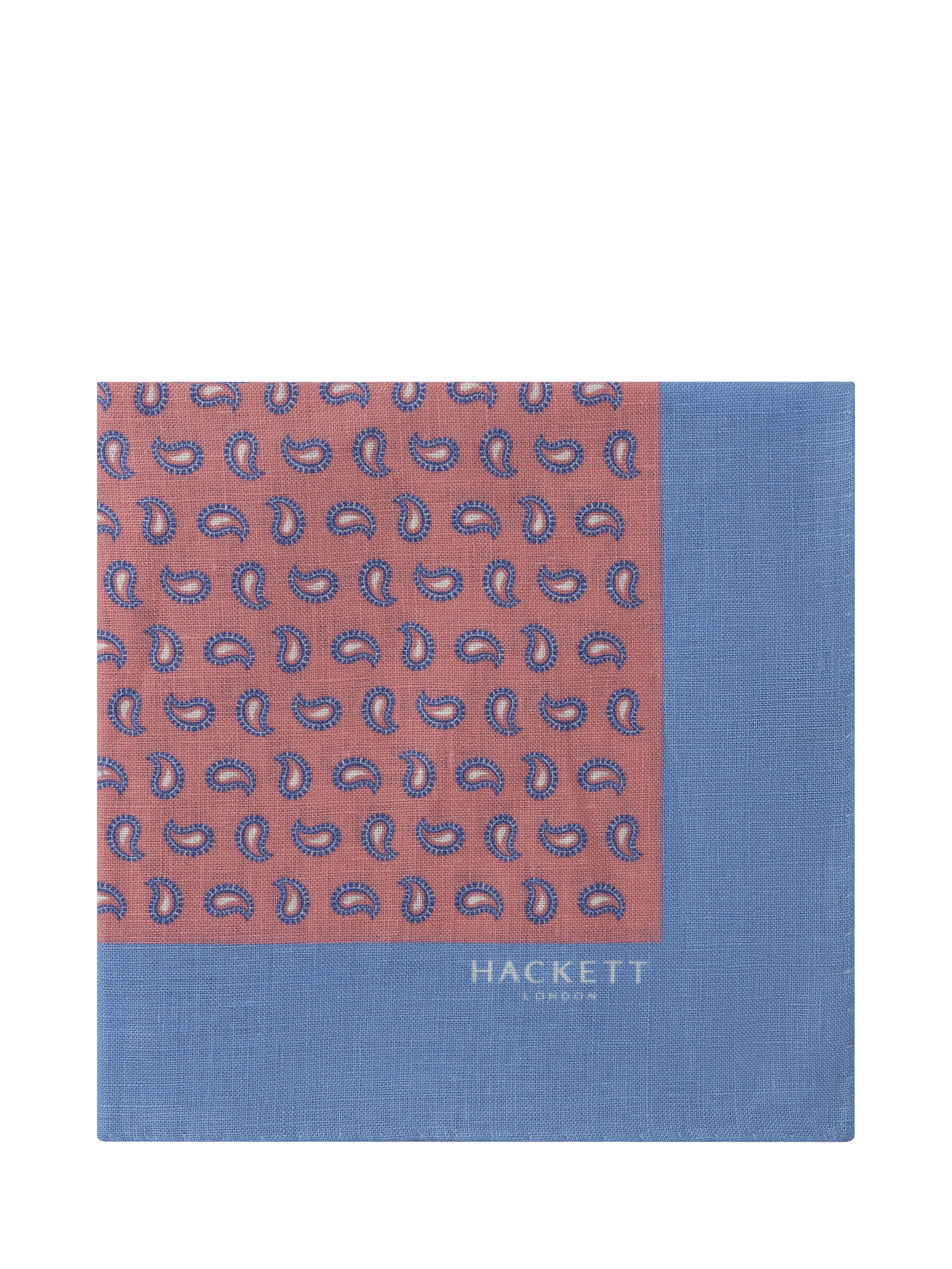 Product image 1 of 4, which shows Hackett London Linen Paisley Handkerchief, Pink
