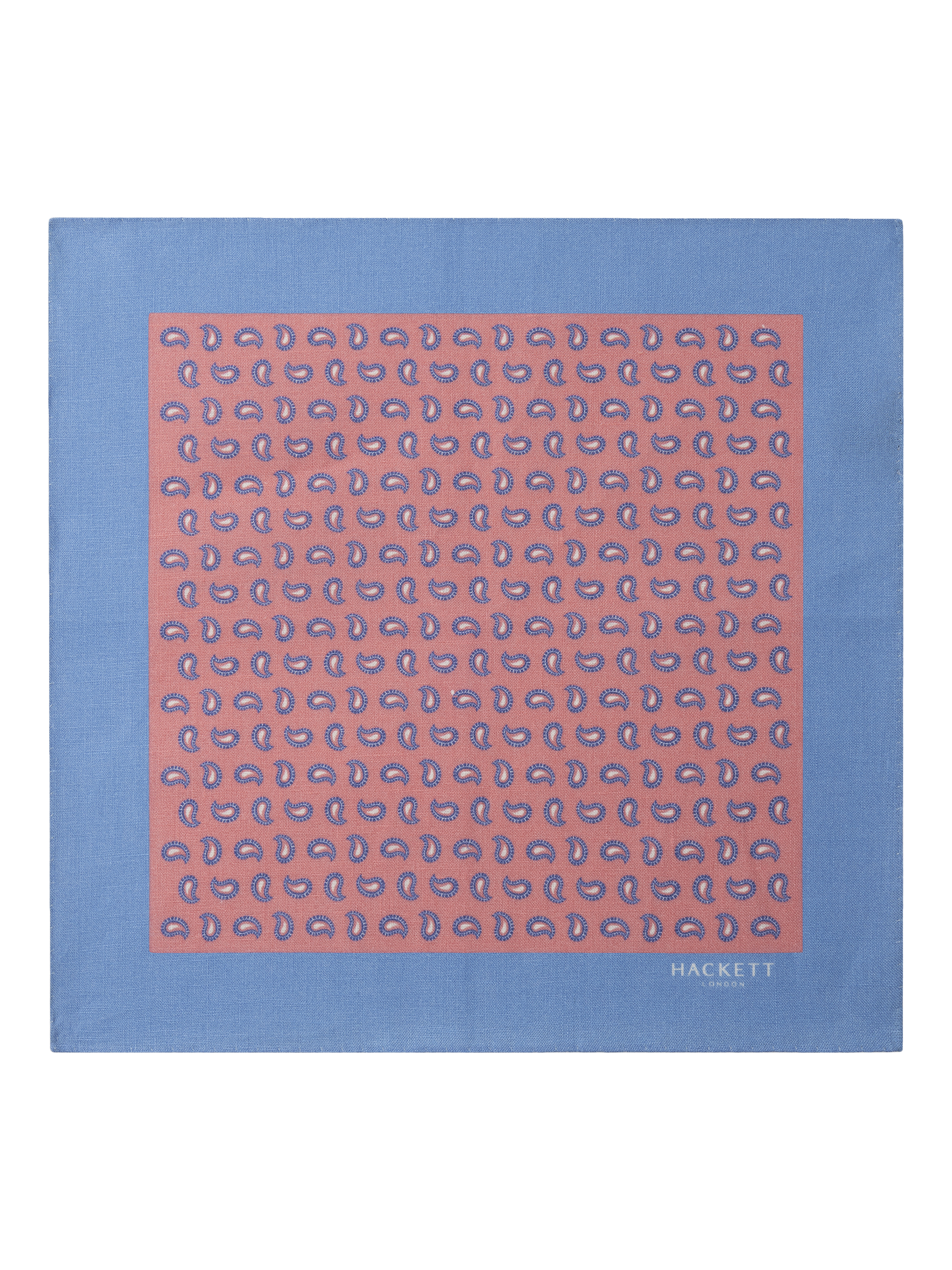 Product image 2 of 4, which shows Hackett London Linen Paisley Handkerchief, Pink