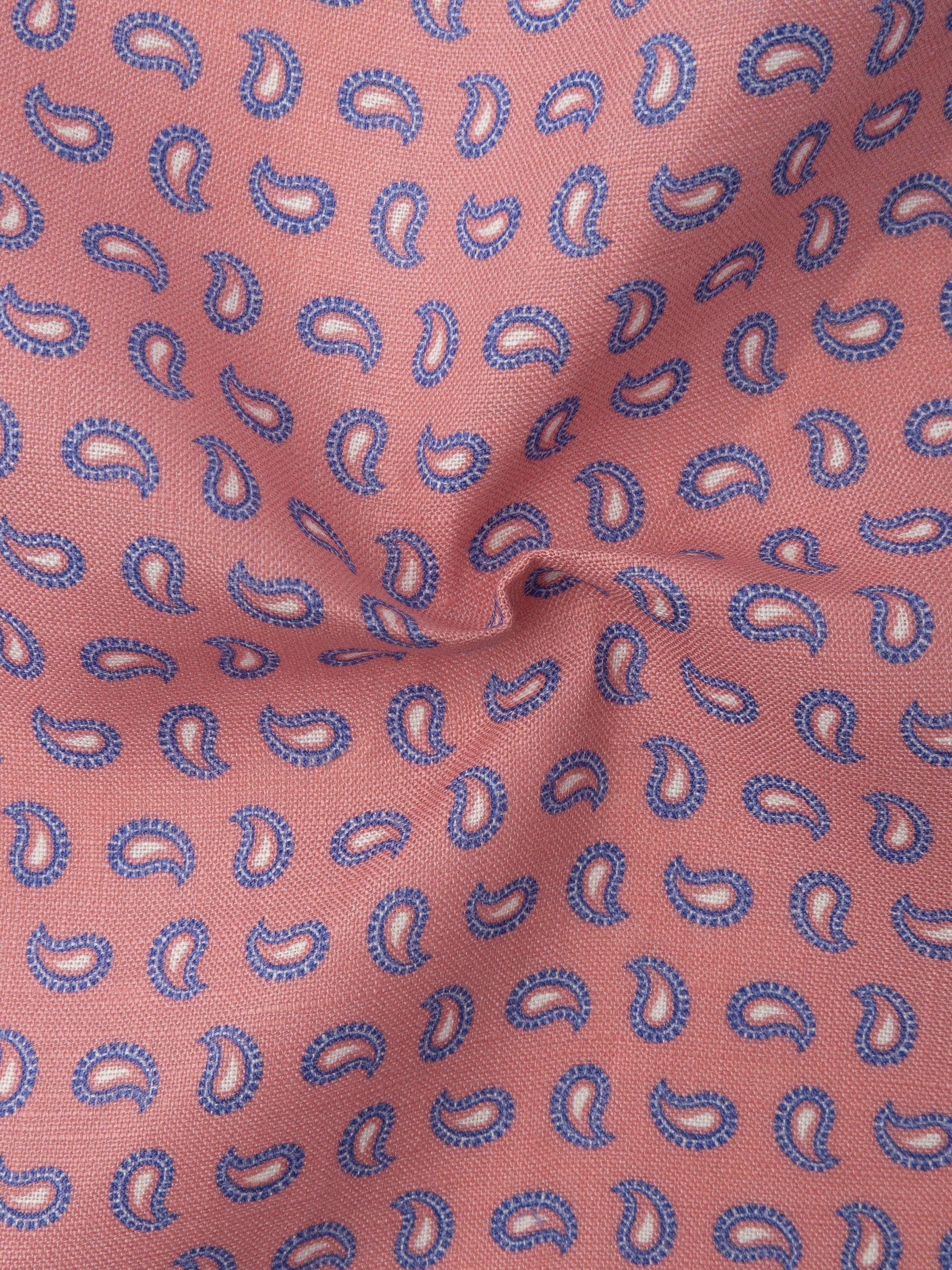 Product image 4 of 4, which shows Hackett London Linen Paisley Handkerchief, Pink