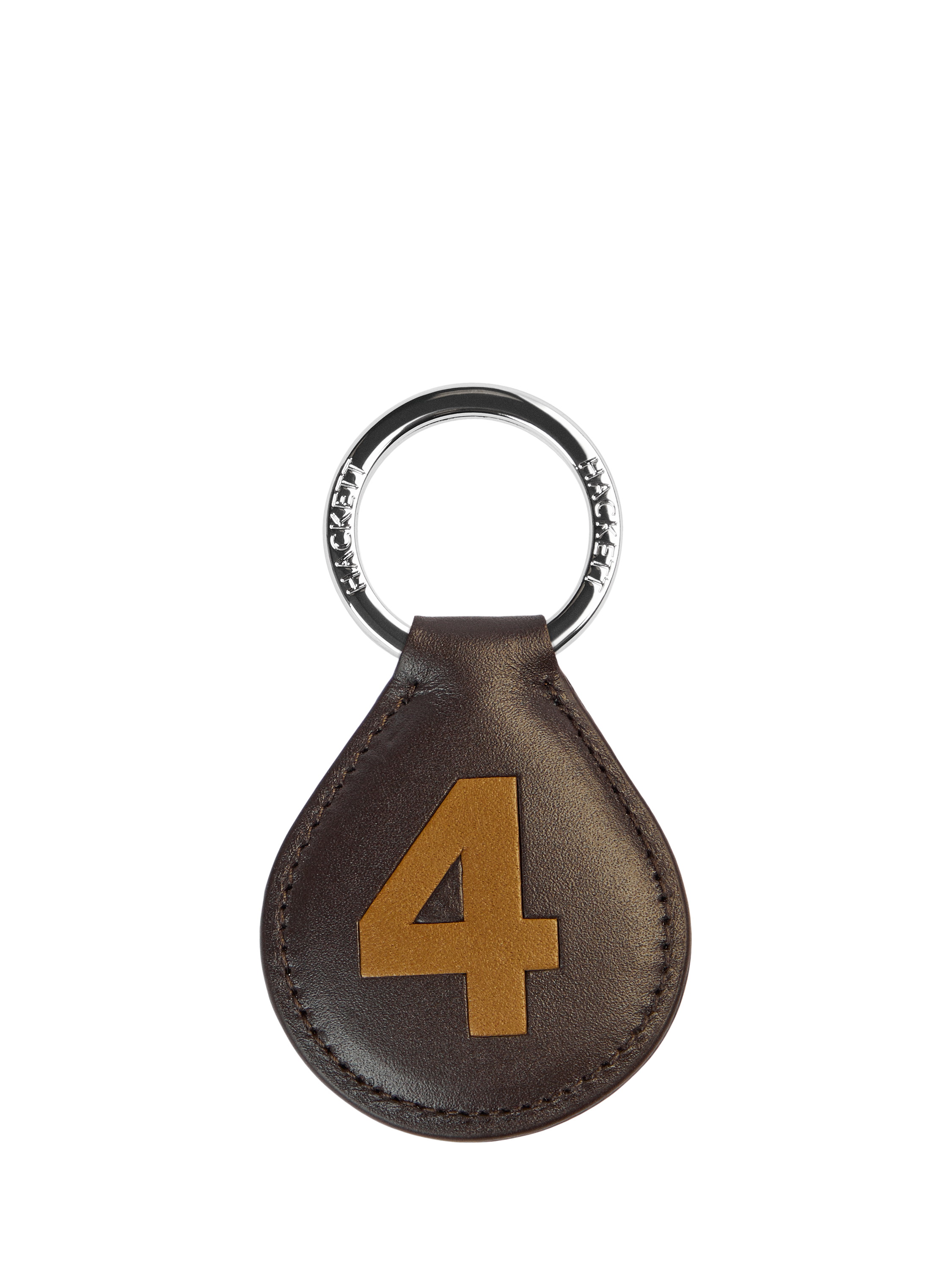 Product image 1 of 4, which shows Hackett London 1 Leather Keychain, Brown