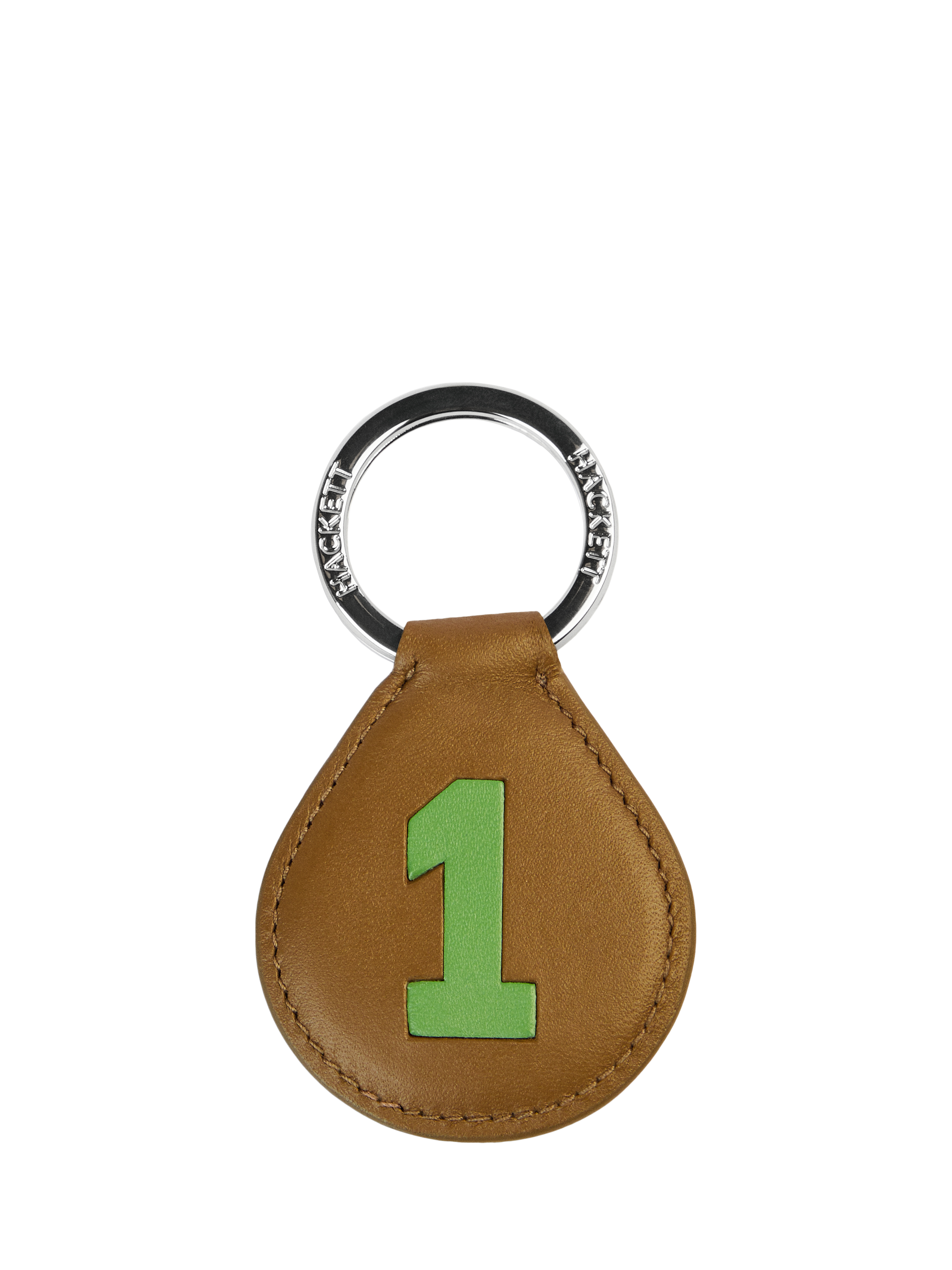 Product image 1 of 4, which shows Hackett London 1 Leather Keychain, Brown/Green