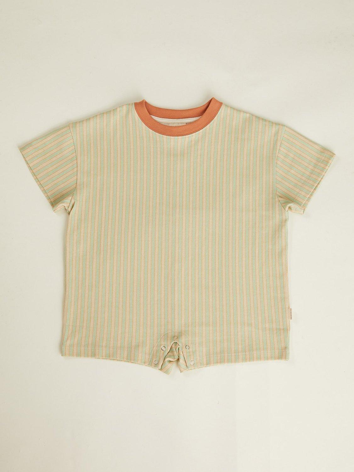 Product image 5 of 5, which shows Claude & Co Kids' Opal Cotton Striped Romper, Sage, 6-12 months