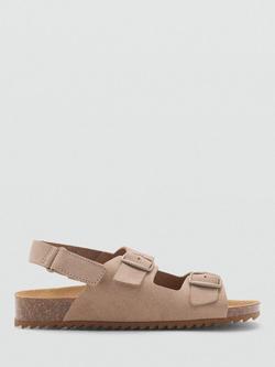 Mango Kids' Split Leather Sandals, Pastel Brown