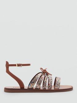 Mango Kids' Deme Strap Cord Glitter Sandals, Multi, Multi