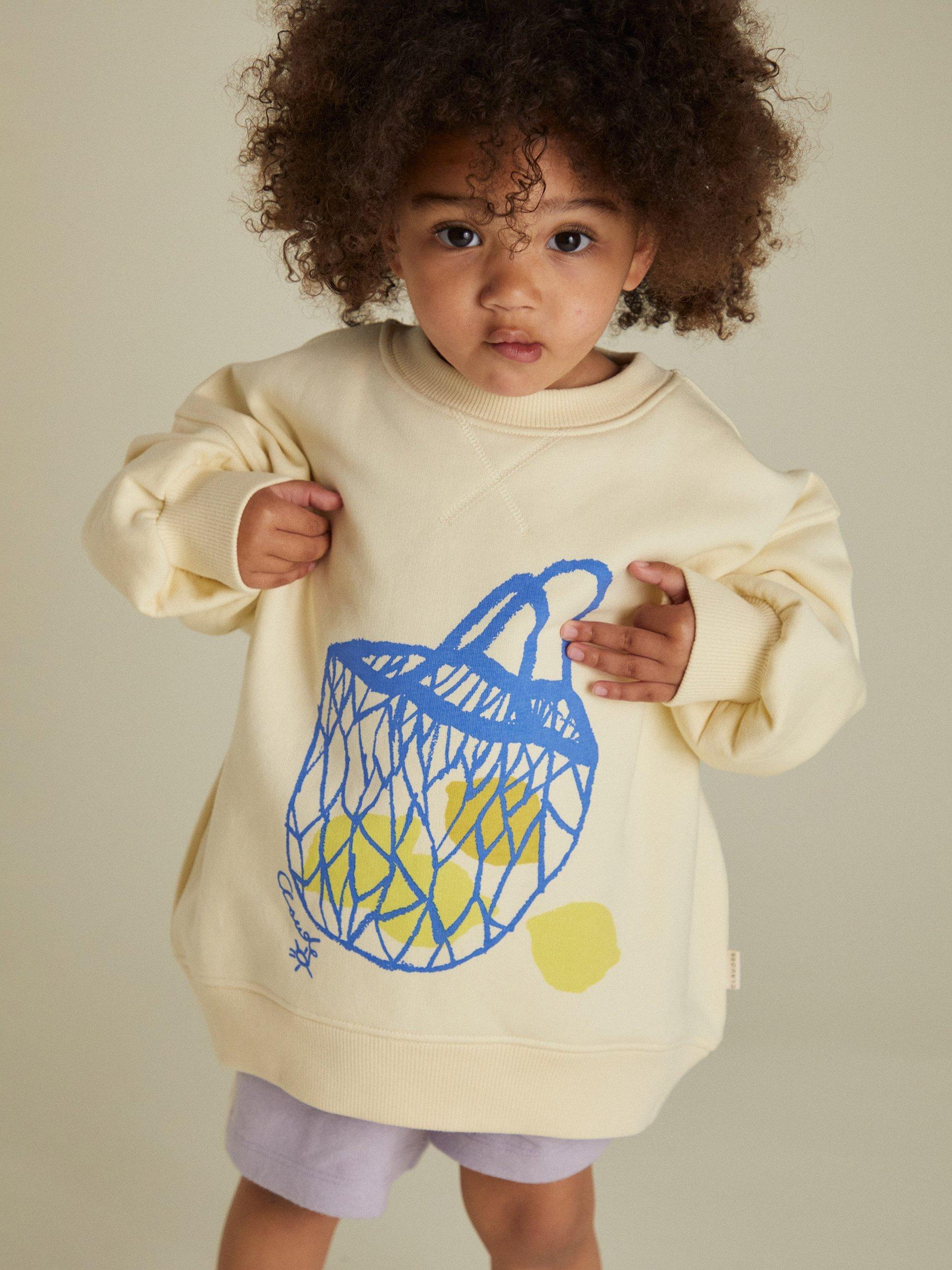 Product image 1 of 5, which shows Claude & Co Kids' Frances Cotton Lemon Print Sweatshirt, Lemon, 6-12 months