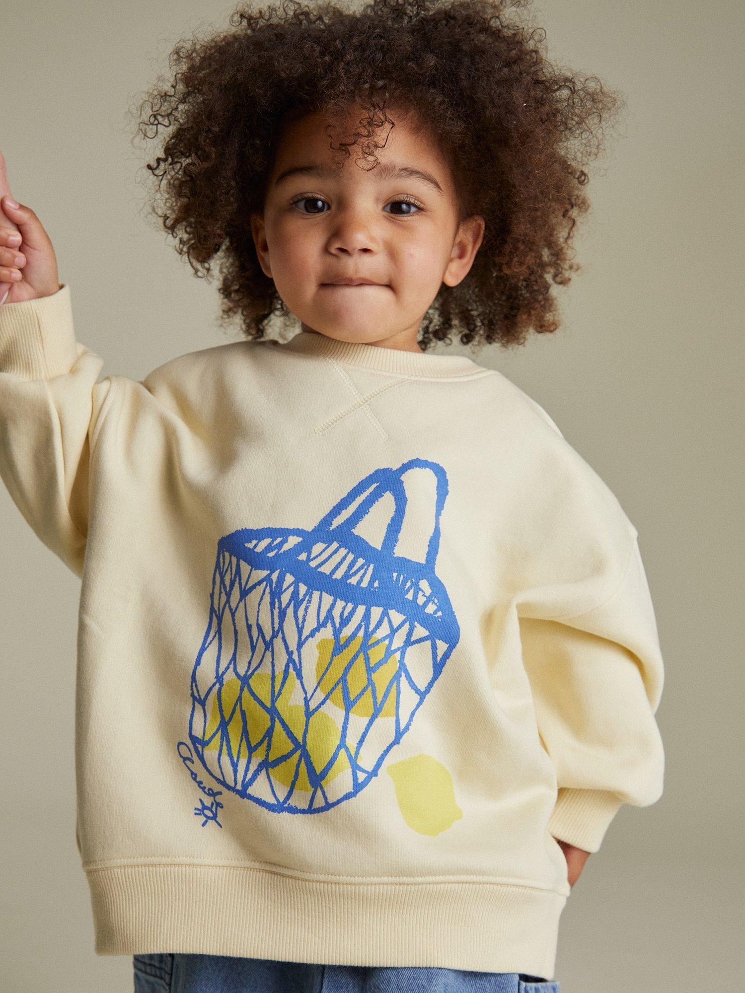 Product image 2 of 5, which shows Claude & Co Kids' Frances Cotton Lemon Print Sweatshirt, Lemon, 6-12 months