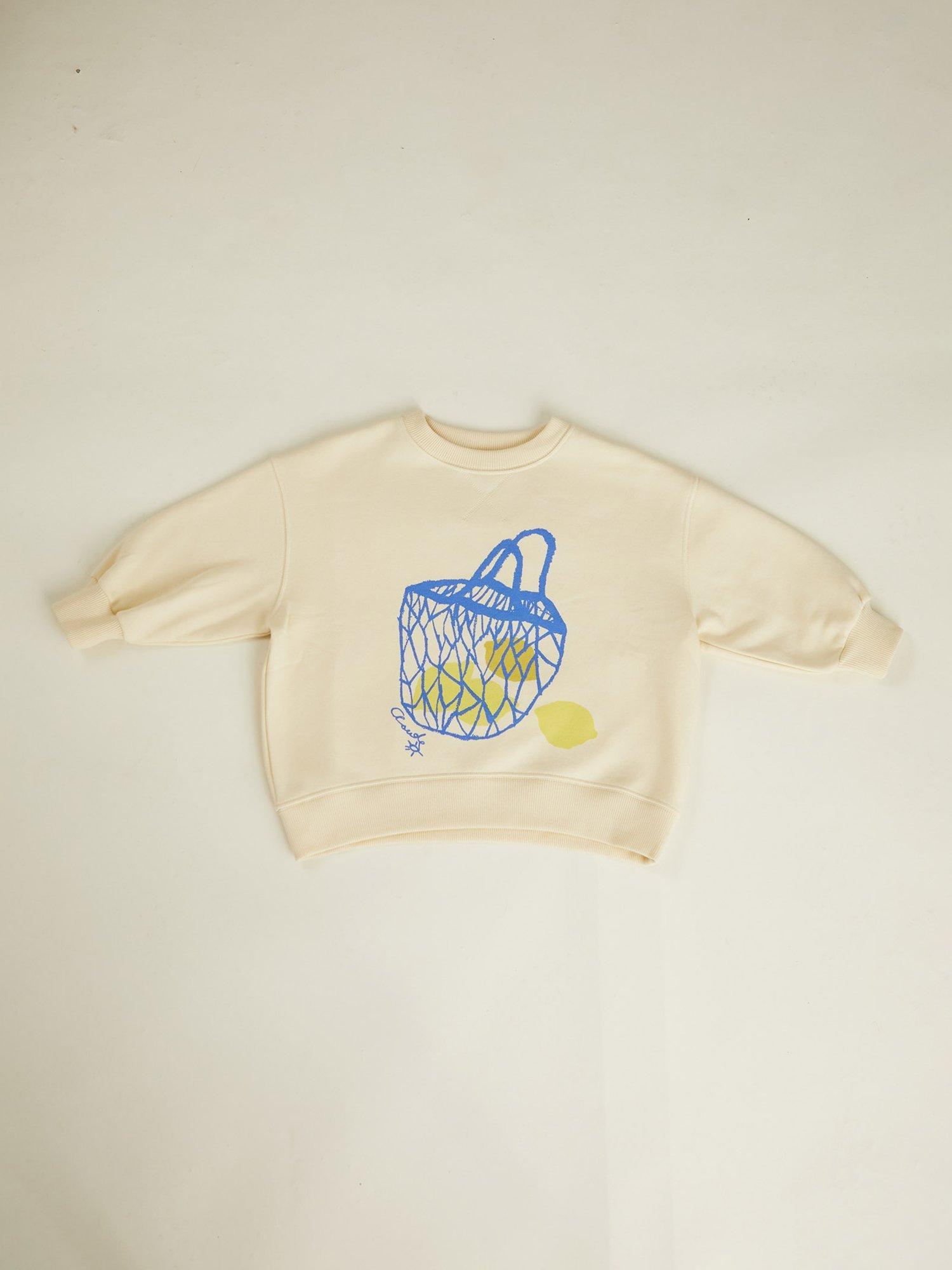 Product image 5 of 5, which shows Claude & Co Kids' Frances Cotton Lemon Print Sweatshirt, Lemon, 6-12 months