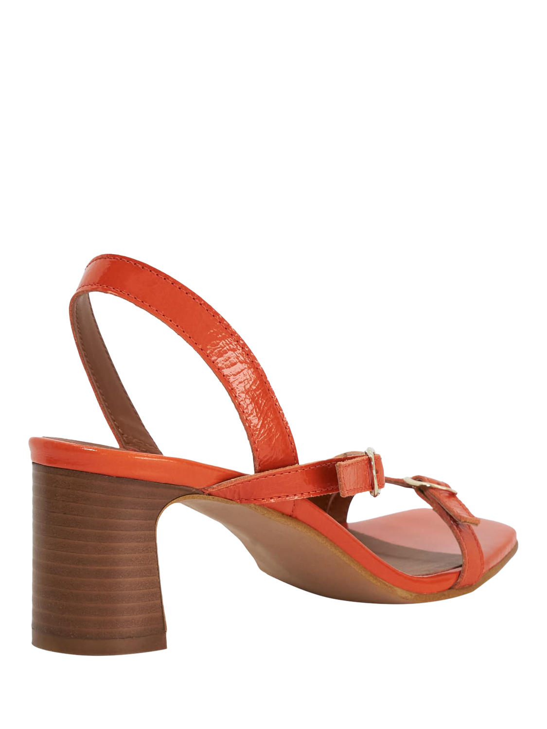 Product image 4 of 5, which shows Dune London Jia Leather Strappy Heeled Sandals, Orange, EU37