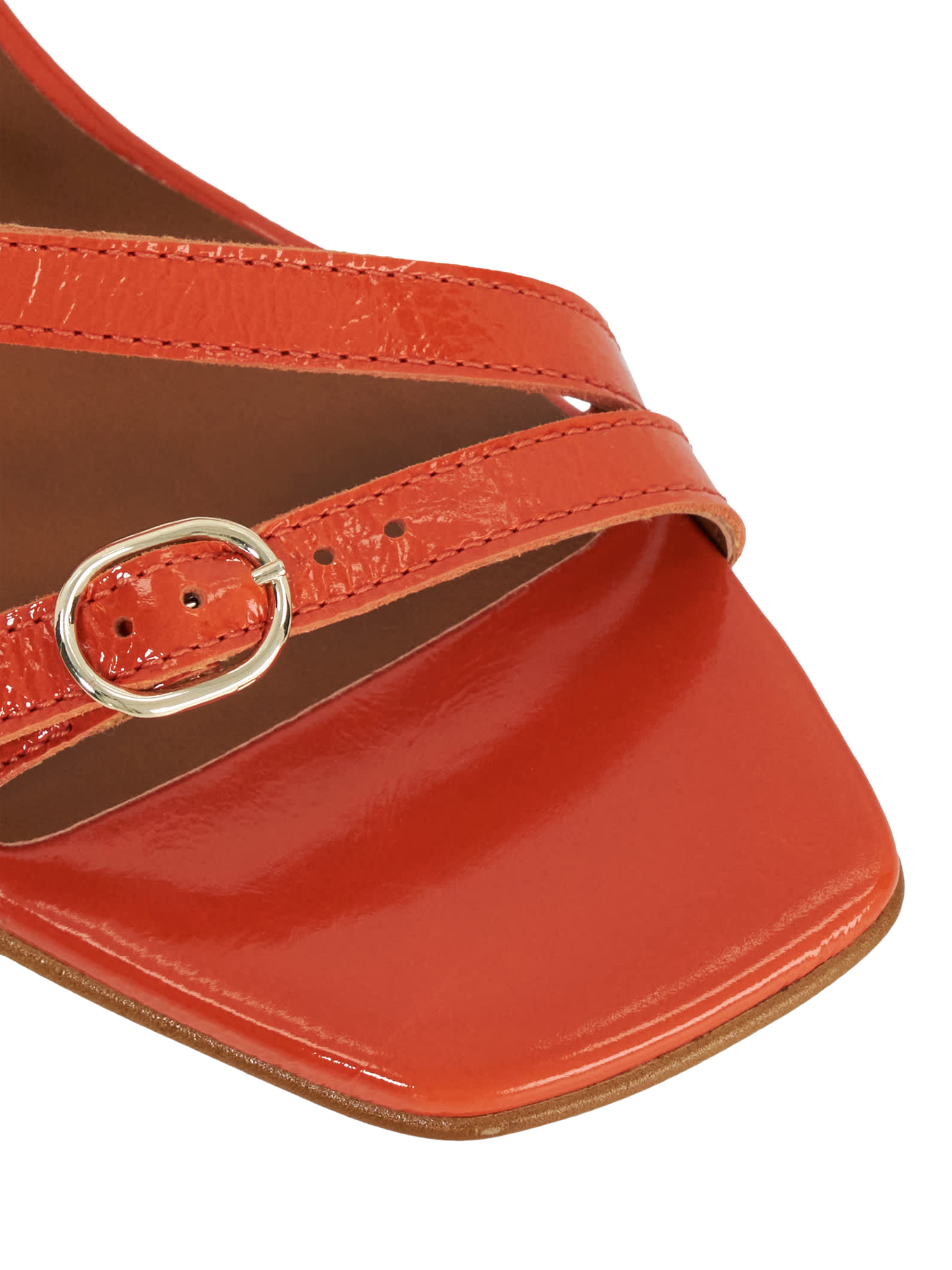Product image 5 of 5, which shows Dune London Jia Leather Strappy Heeled Sandals, Orange, EU37