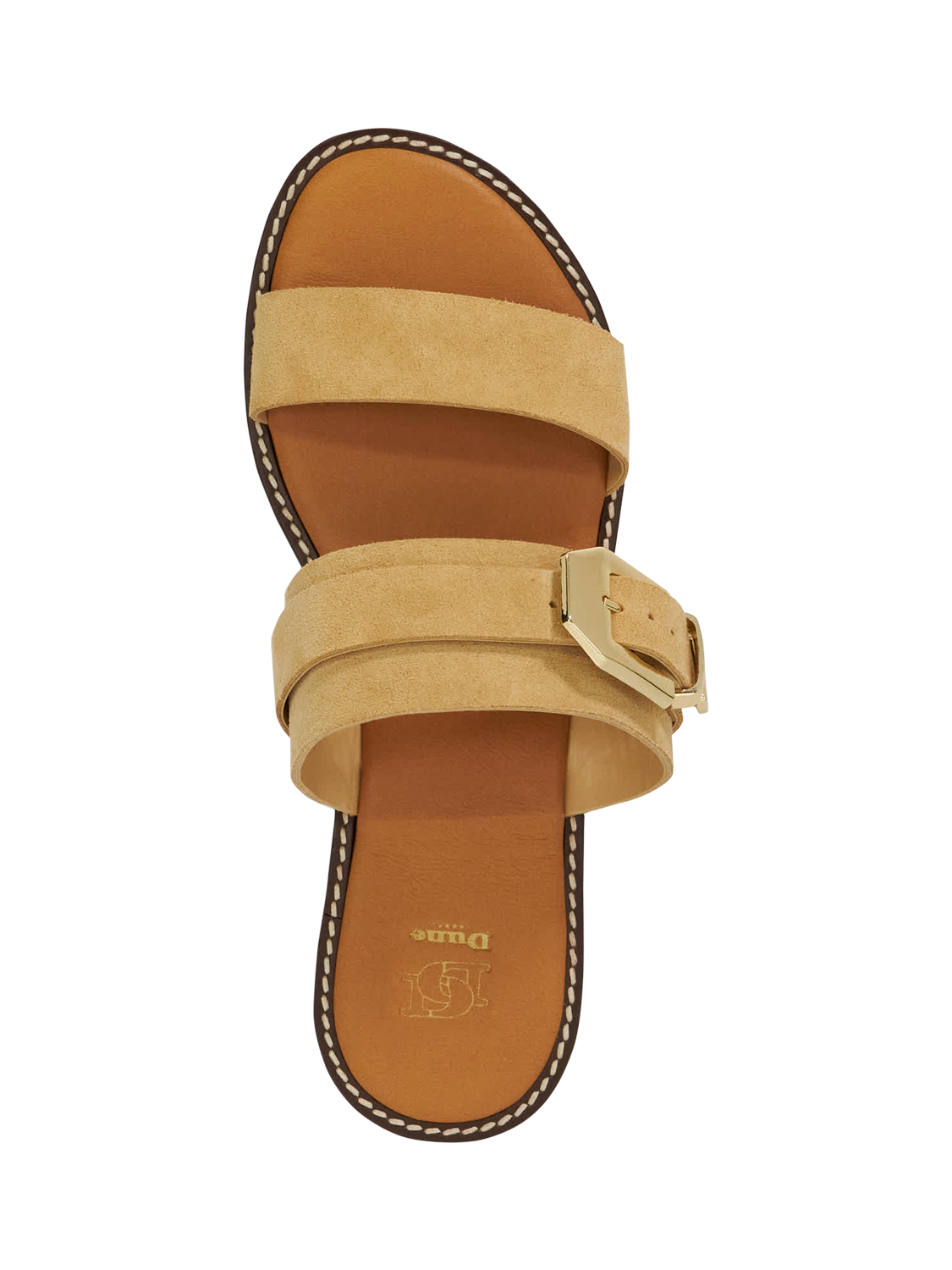 Product image 3 of 6, which shows Dune London Lawe Suede Strappy Footbed Sandals, Sand, EU36