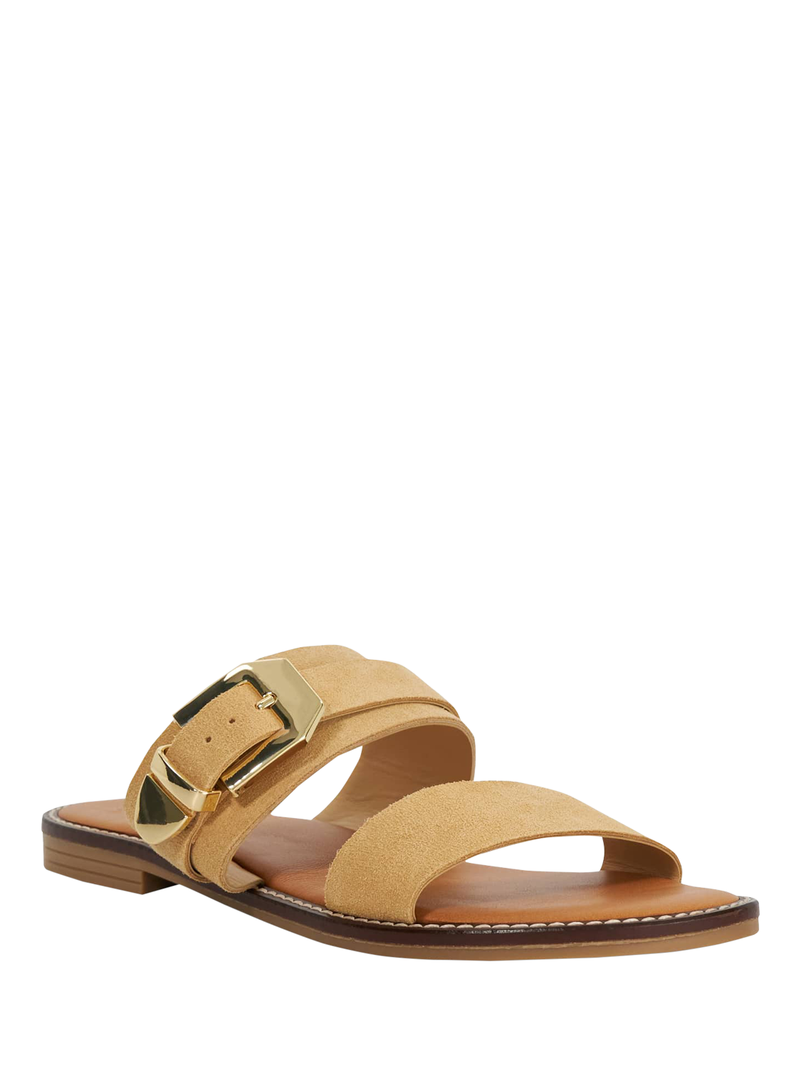 Product image 4 of 6, which shows Dune London Lawe Suede Strappy Footbed Sandals, Sand, EU36