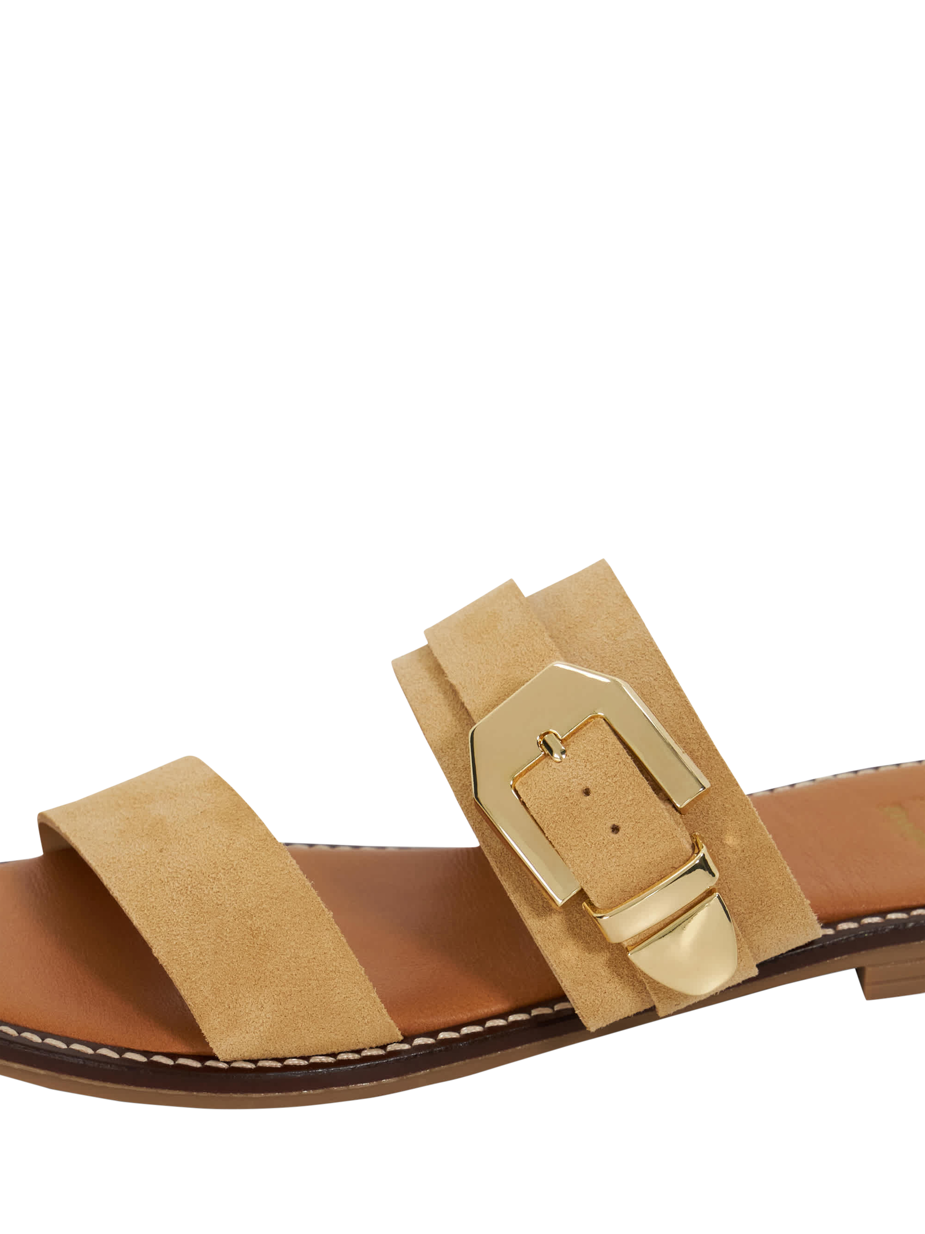 Product image 6 of 6, which shows Dune London Lawe Suede Strappy Footbed Sandals, Sand, EU36