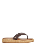 Dune London Laike Leather Toe Post Wedge Heel Sandals, Brown