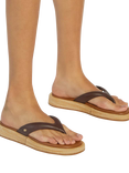 Dune London Laike Leather Toe Post Wedge Heel Sandals, Brown