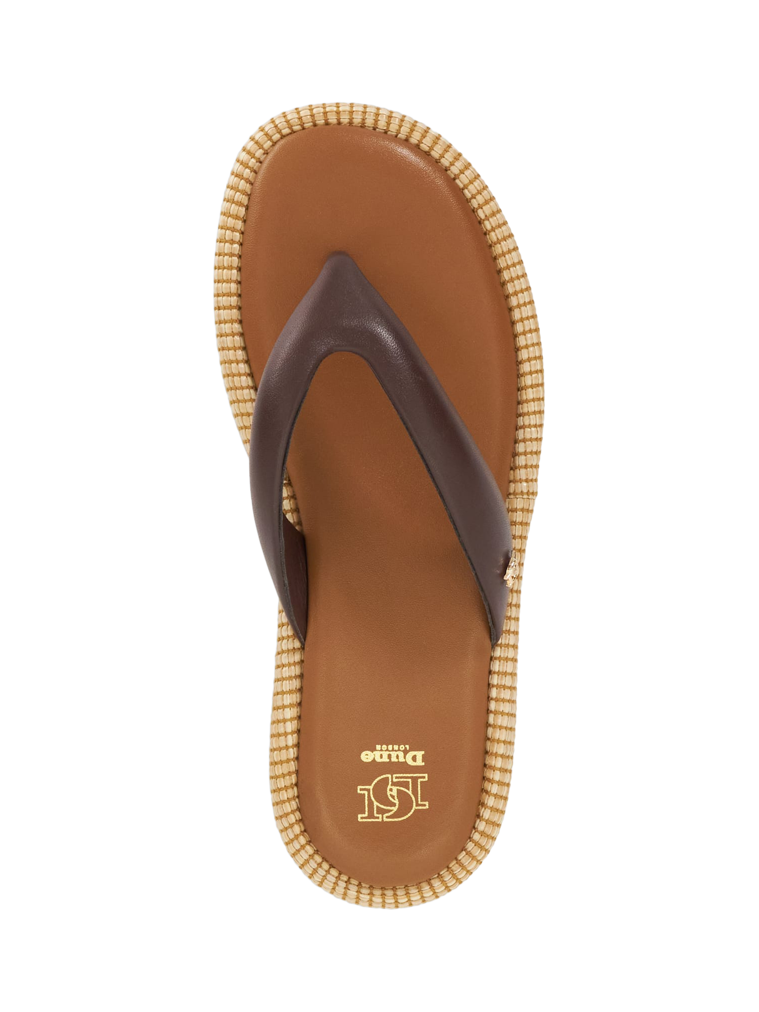Product image 3 of 6, which shows Dune London Laike Leather Toe Post Wedge Heel Sandals, Brown, EU36