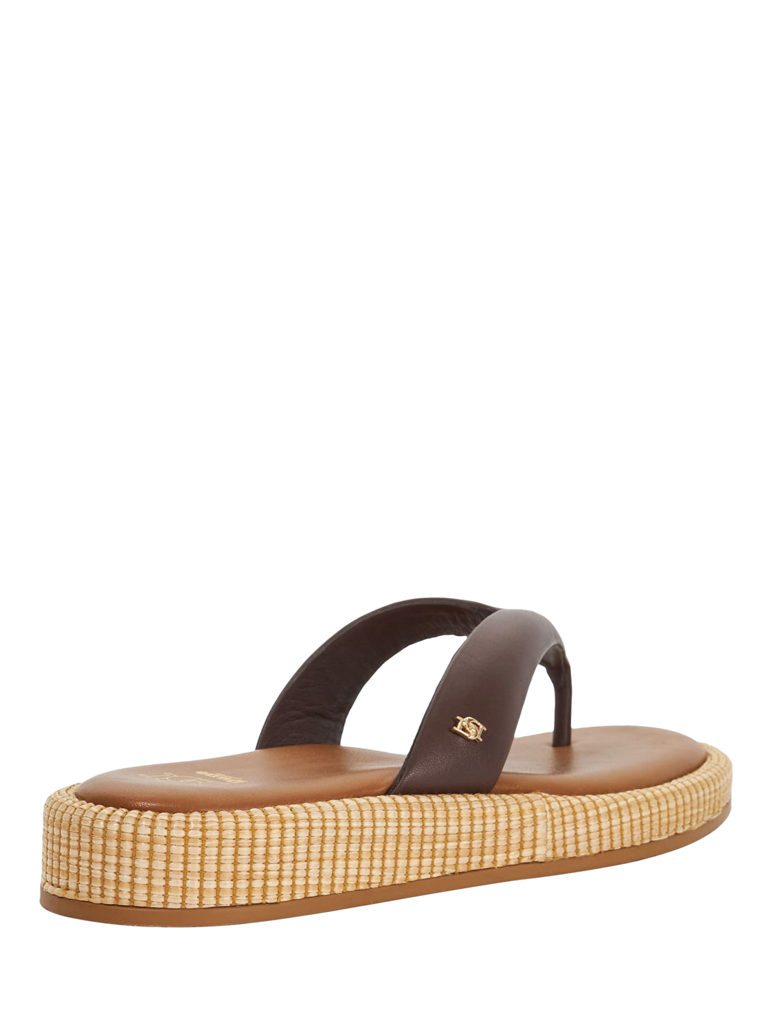 Product image 5 of 6, which shows Dune London Laike Leather Toe Post Wedge Heel Sandals, Brown, EU36