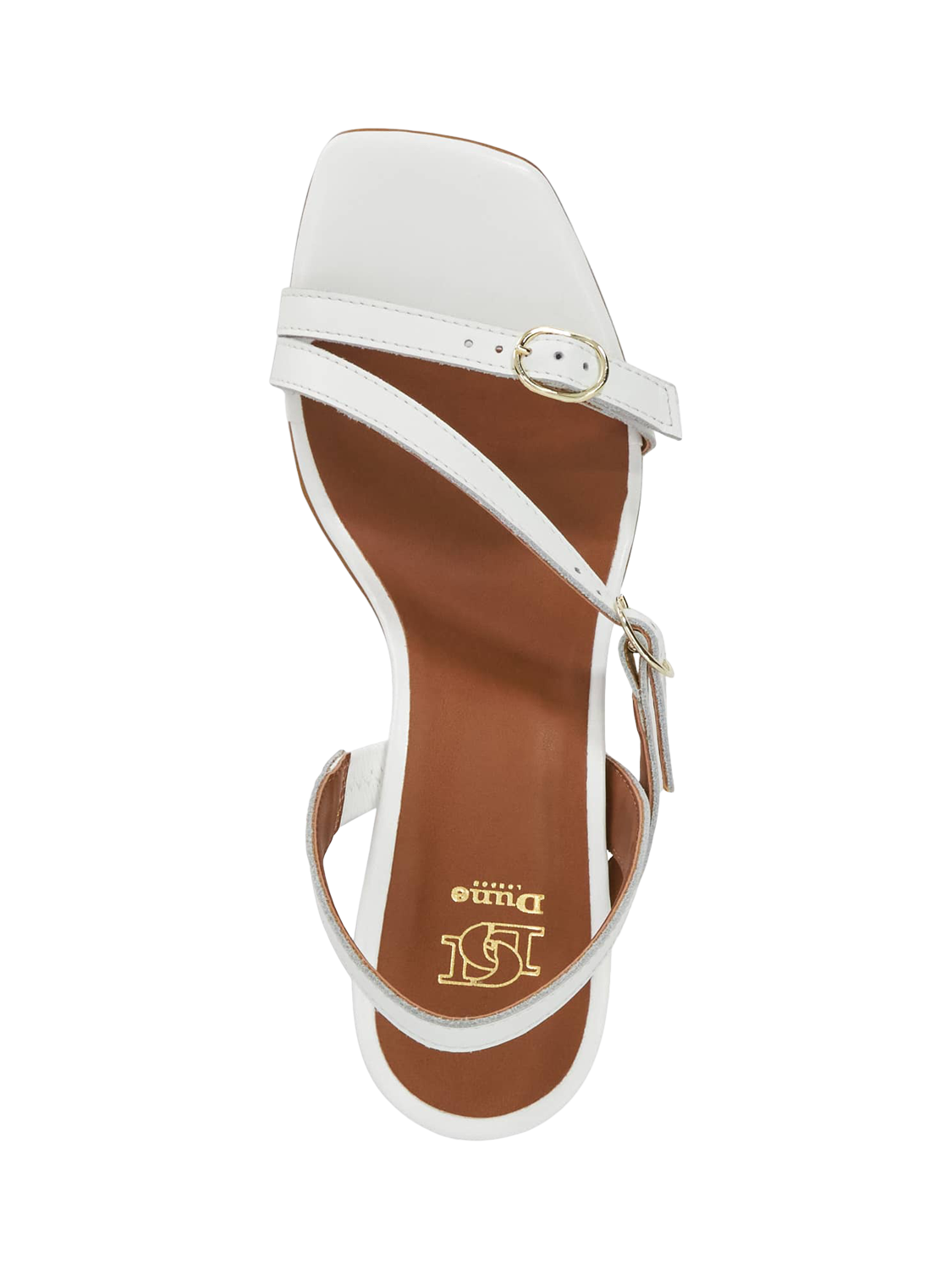 Product image 2 of 5, which shows Dune London Jia Leather Strappy Heeled Sandals, White, EU37