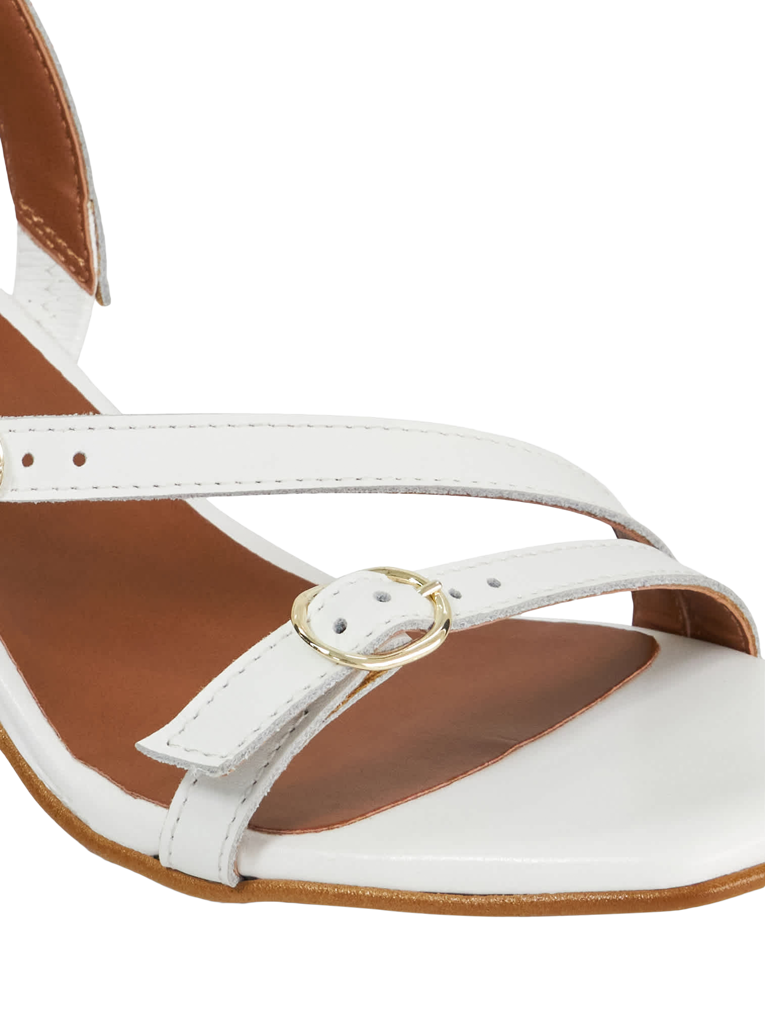 Product image 5 of 5, which shows Dune London Jia Leather Strappy Heeled Sandals, White, EU37