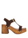 Dune London Jaynie Suede Block Heel Strappy Sandals, Brown