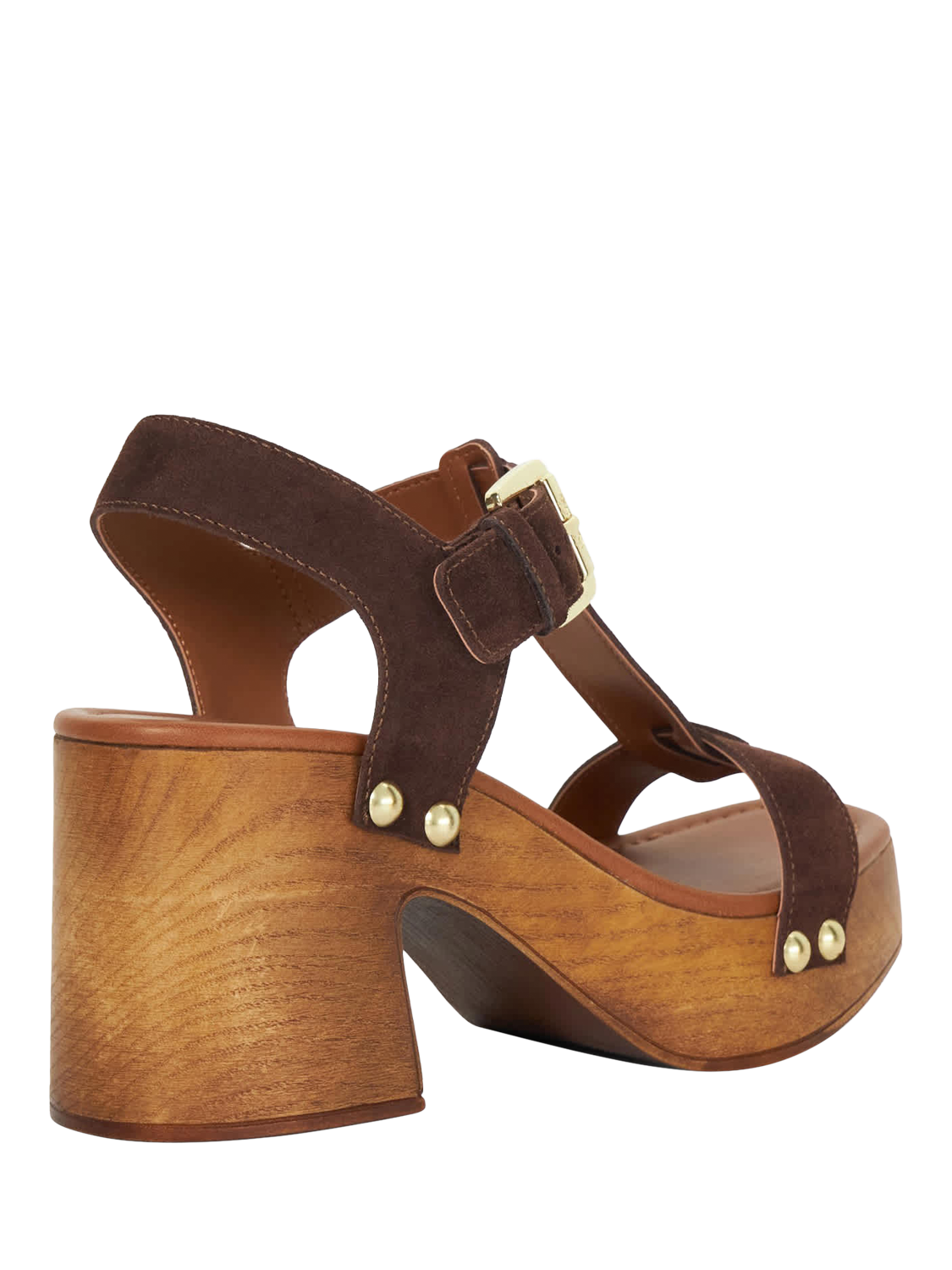 Product image 4 of 5, which shows Dune London Jaynie Suede Block Heel Strappy Sandals, Brown, EU36