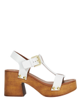 Dune London Jaynie Leather Block Heel Strappy Sandals, White