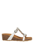 Dune Kristan Leather Embellished Wedge Heel Sandals, White