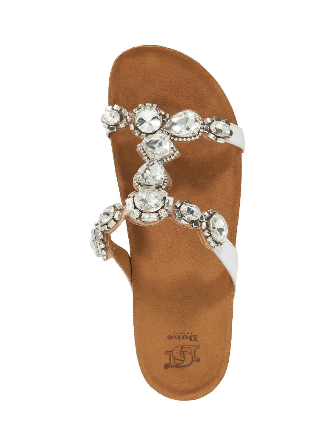Product image 2 of 5, which shows Dune London Kristan Leather Embellished Wedge Heel Sandals, White, EU36