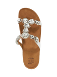 Dune Kristan Leather Embellished Wedge Heel Sandals, White