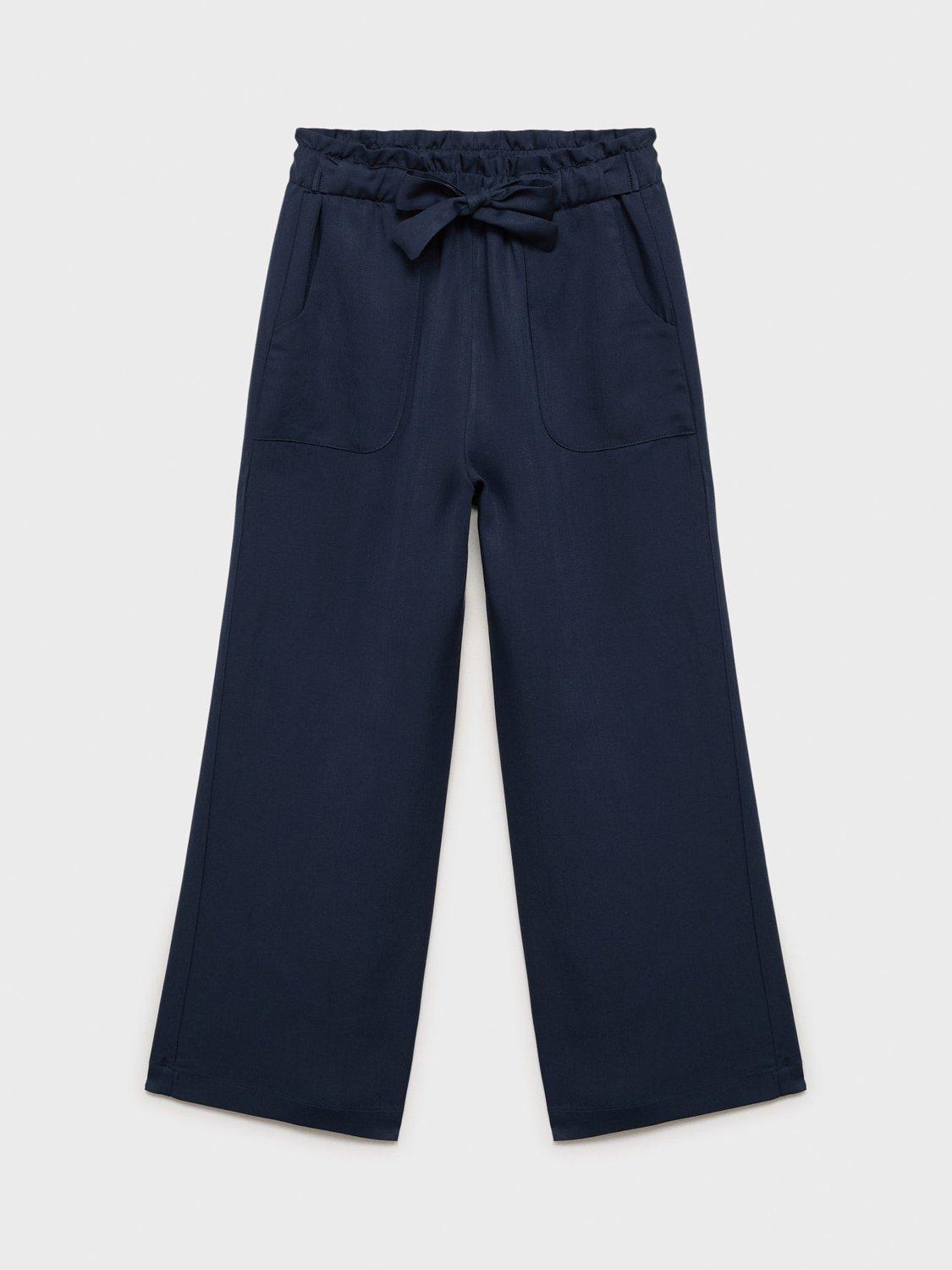 Product image 2 of 5, which shows Mango Kids' Blanes Wide Leg Trousers, Navy, 11-12 years