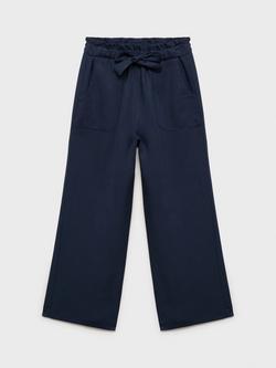 Mango Kids' Blanes Wide Leg Trousers, Navy - view 2, Navy