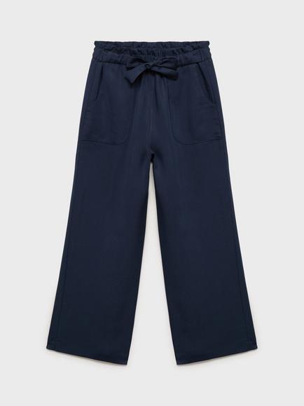Mango Kids' Blanes Wide Leg Trousers, Navy - view 2, Navy