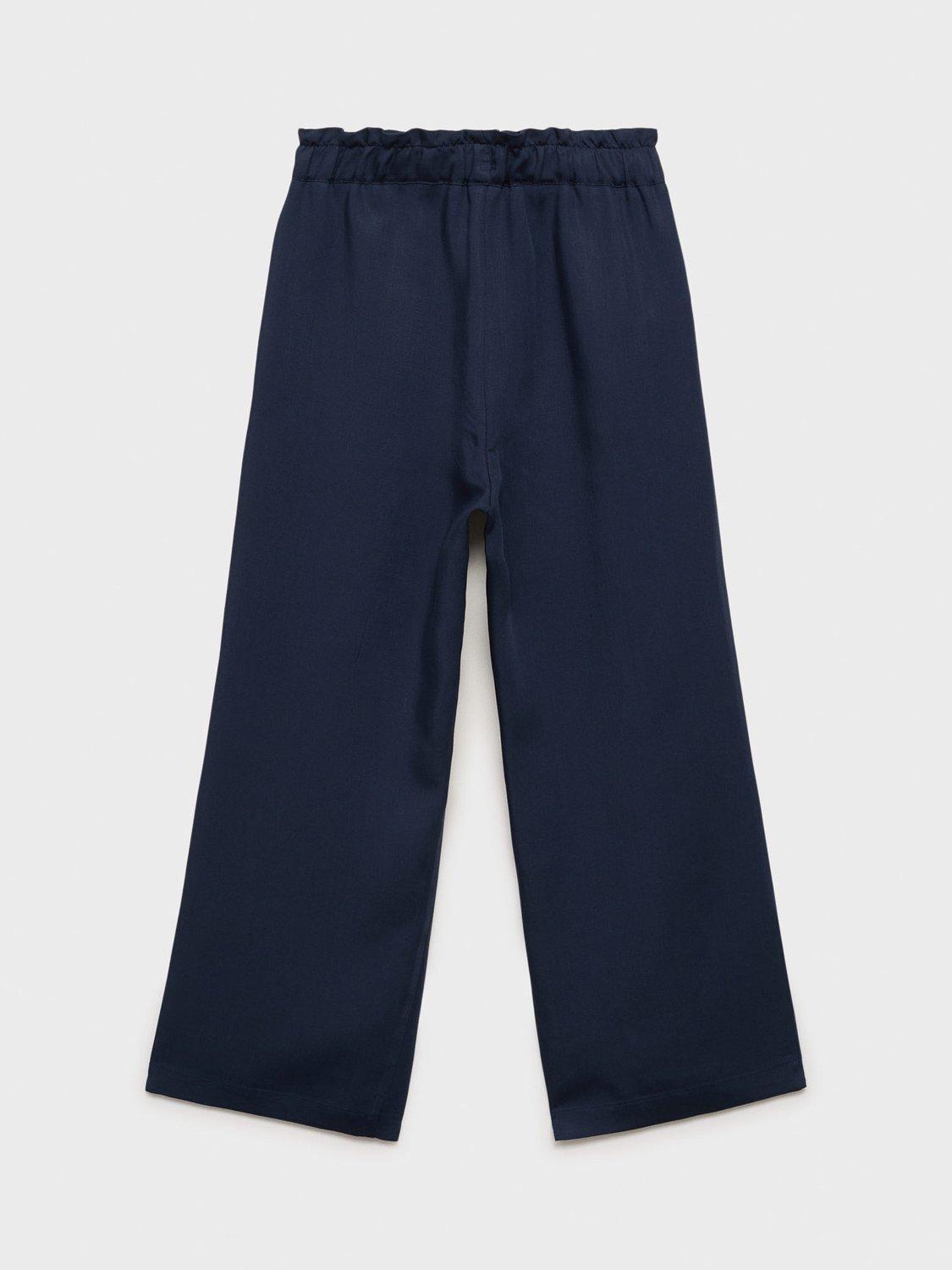 Product image 3 of 5, which shows Mango Kids' Blanes Wide Leg Trousers, Navy, 11-12 years
