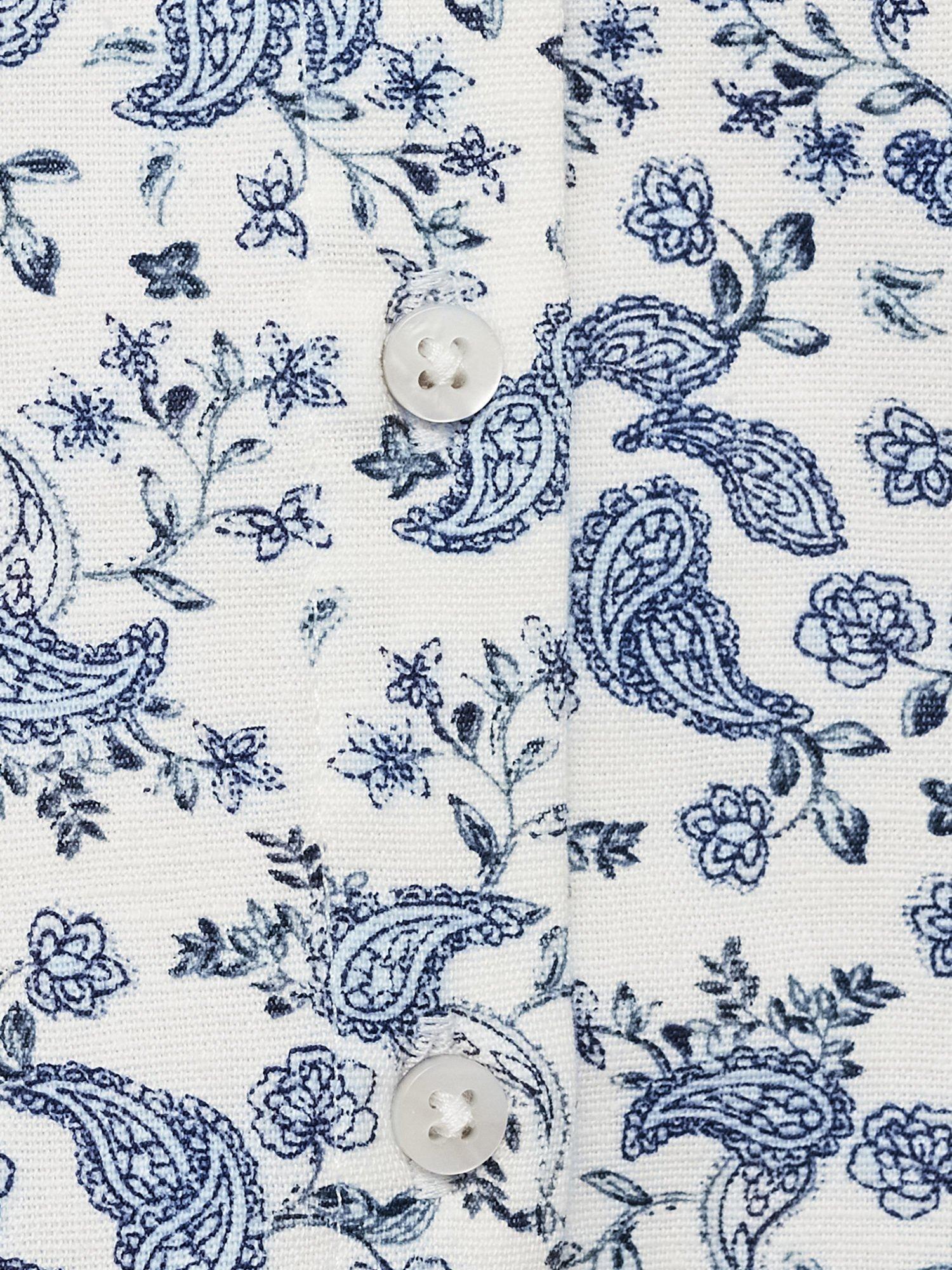 Product image 6 of 6, which shows Mango Kids' Ashy Cotton Linen Blend Floral Dress, White, 12-18 months